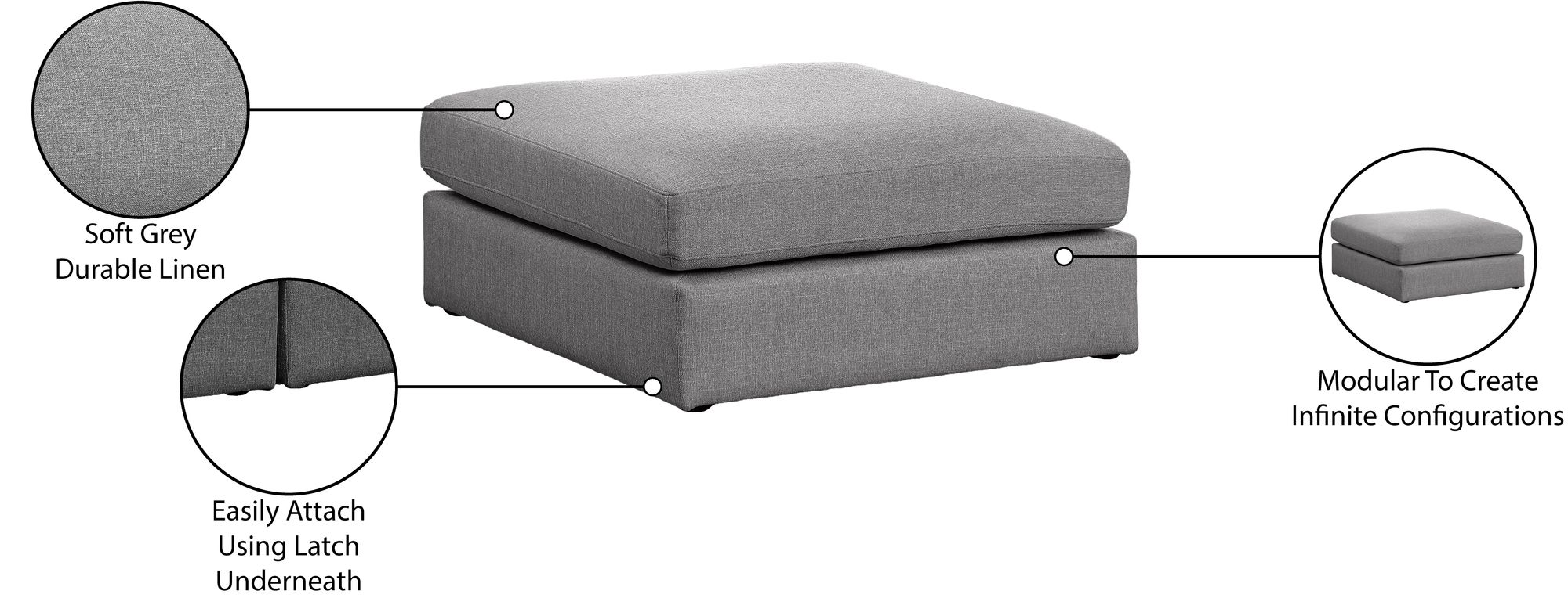 Beckham Linen Modular Ottoman