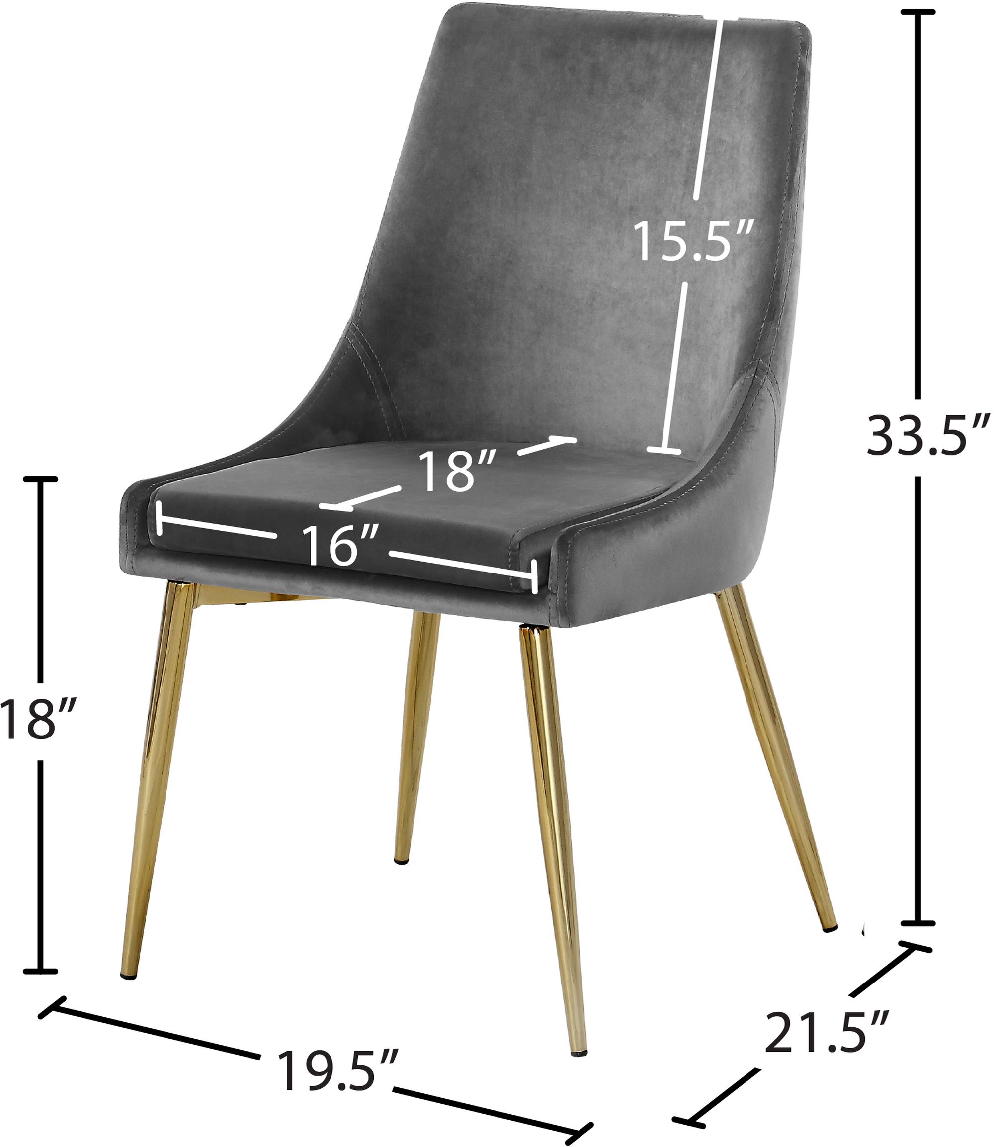 Karina Velvet Dining Chair with Polished Gold Metal Frame