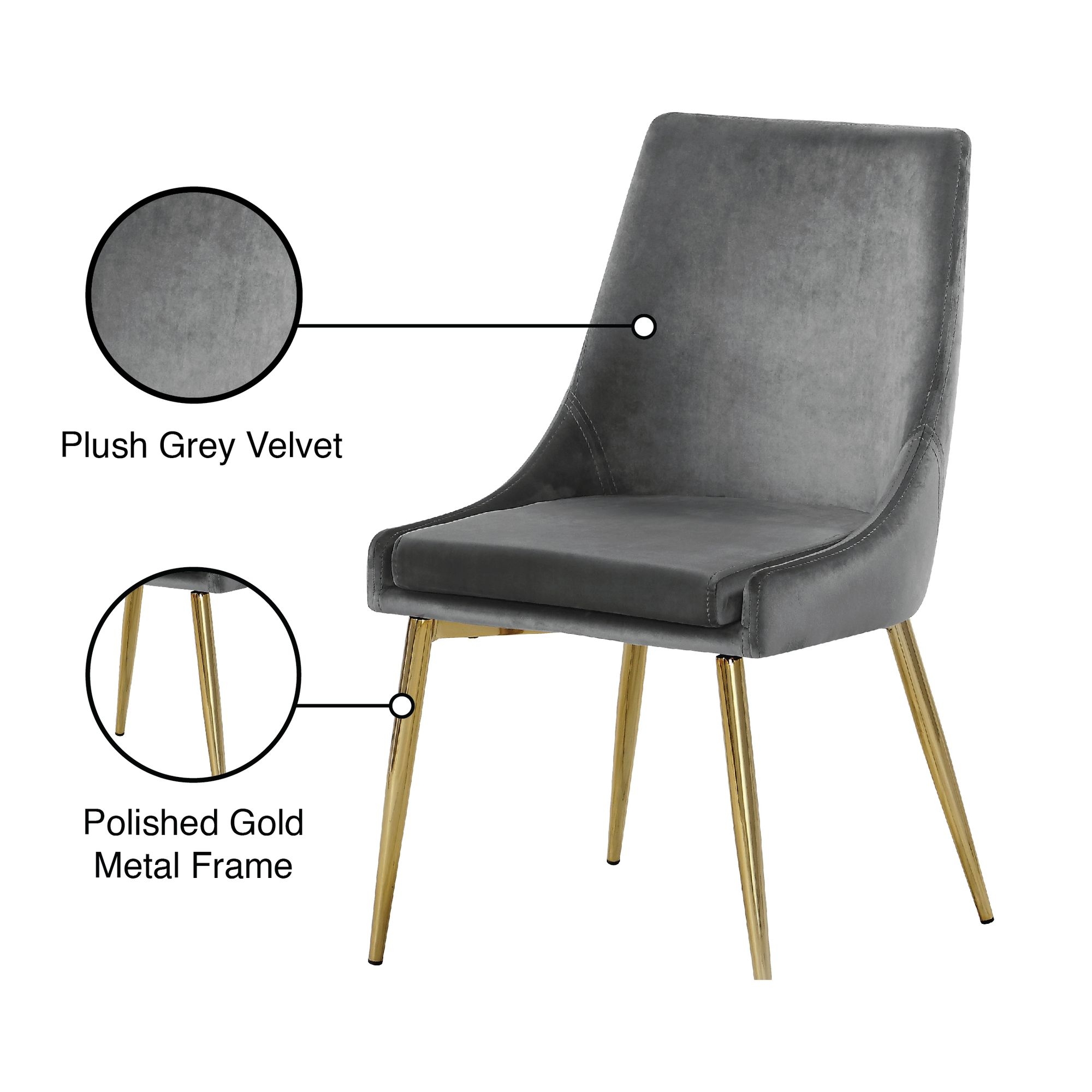 Karina Velvet Dining Chair with Polished Metal Frame