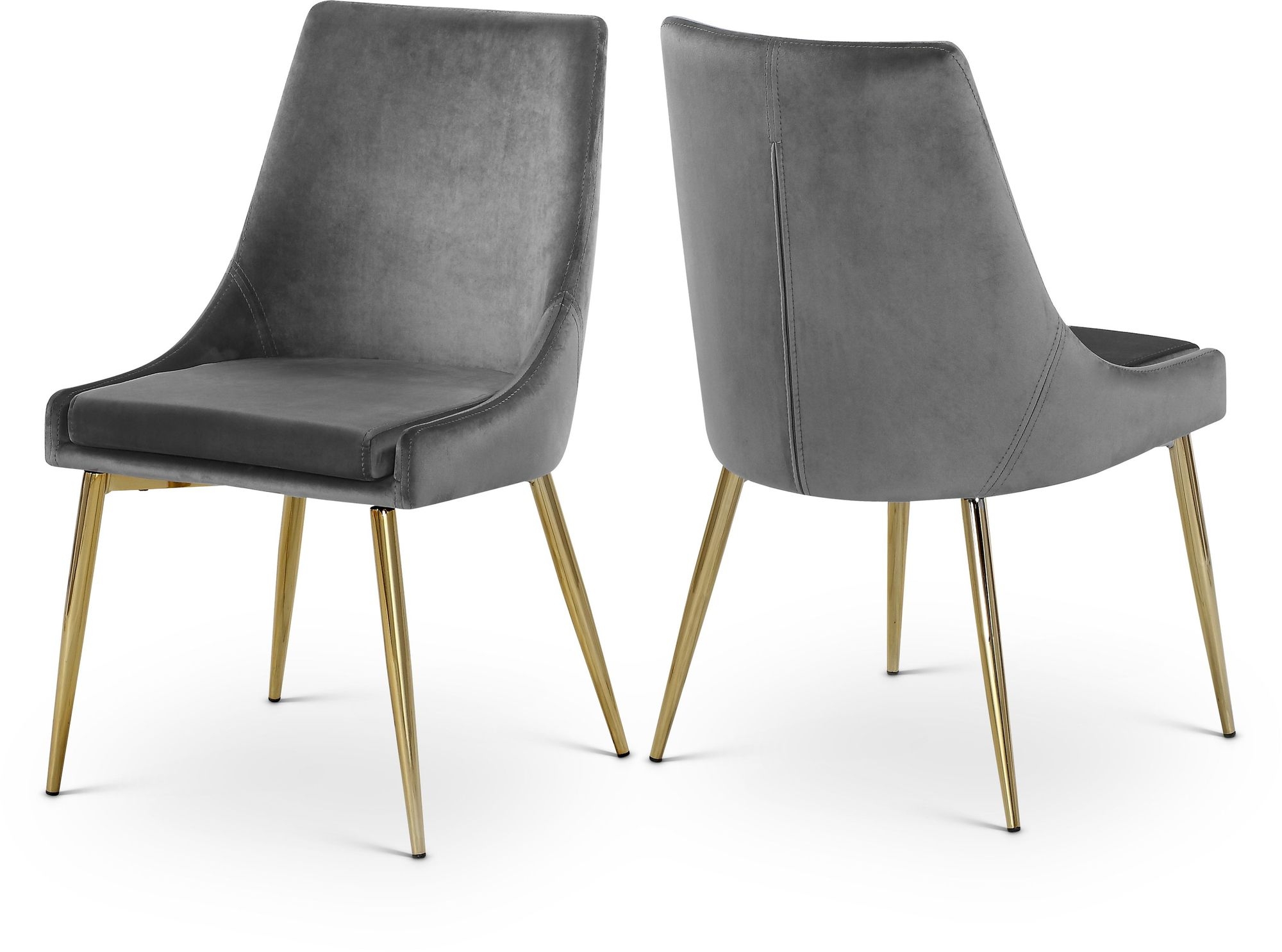Karina Velvet Dining Chair with Polished Metal Frame
