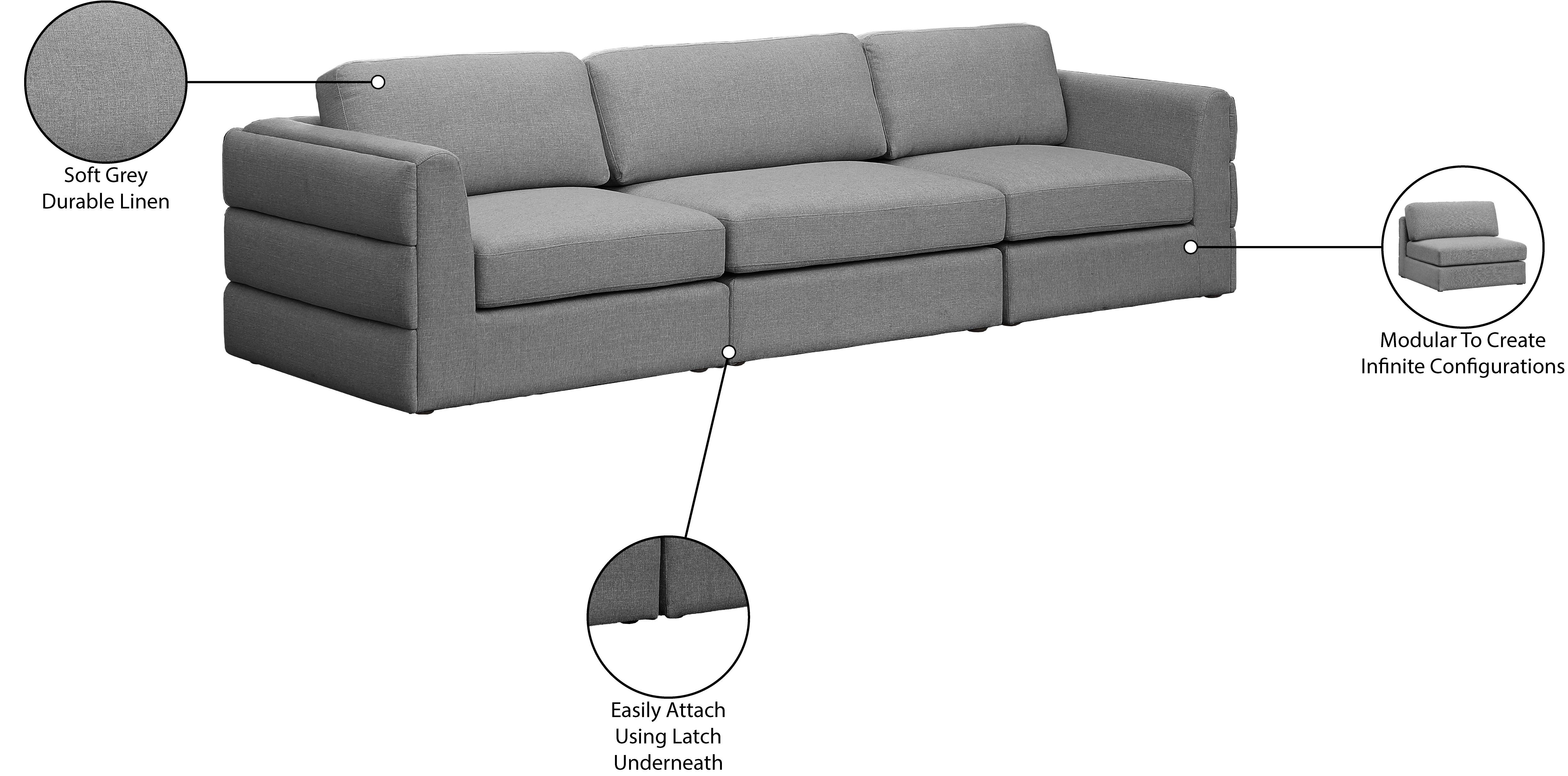Beckham 114" Linen Modular Sofa