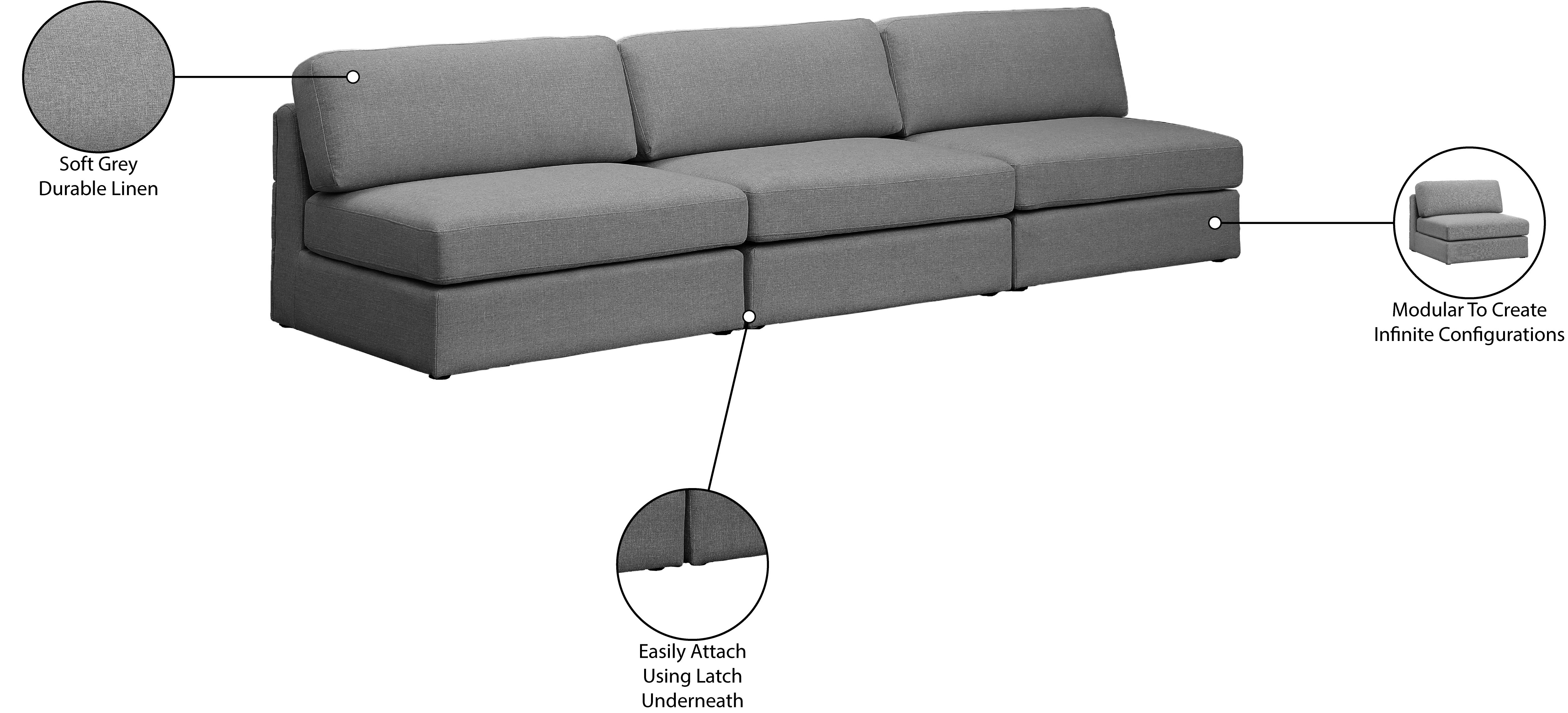 Beckham 114" Linen Modular Armless Sofa