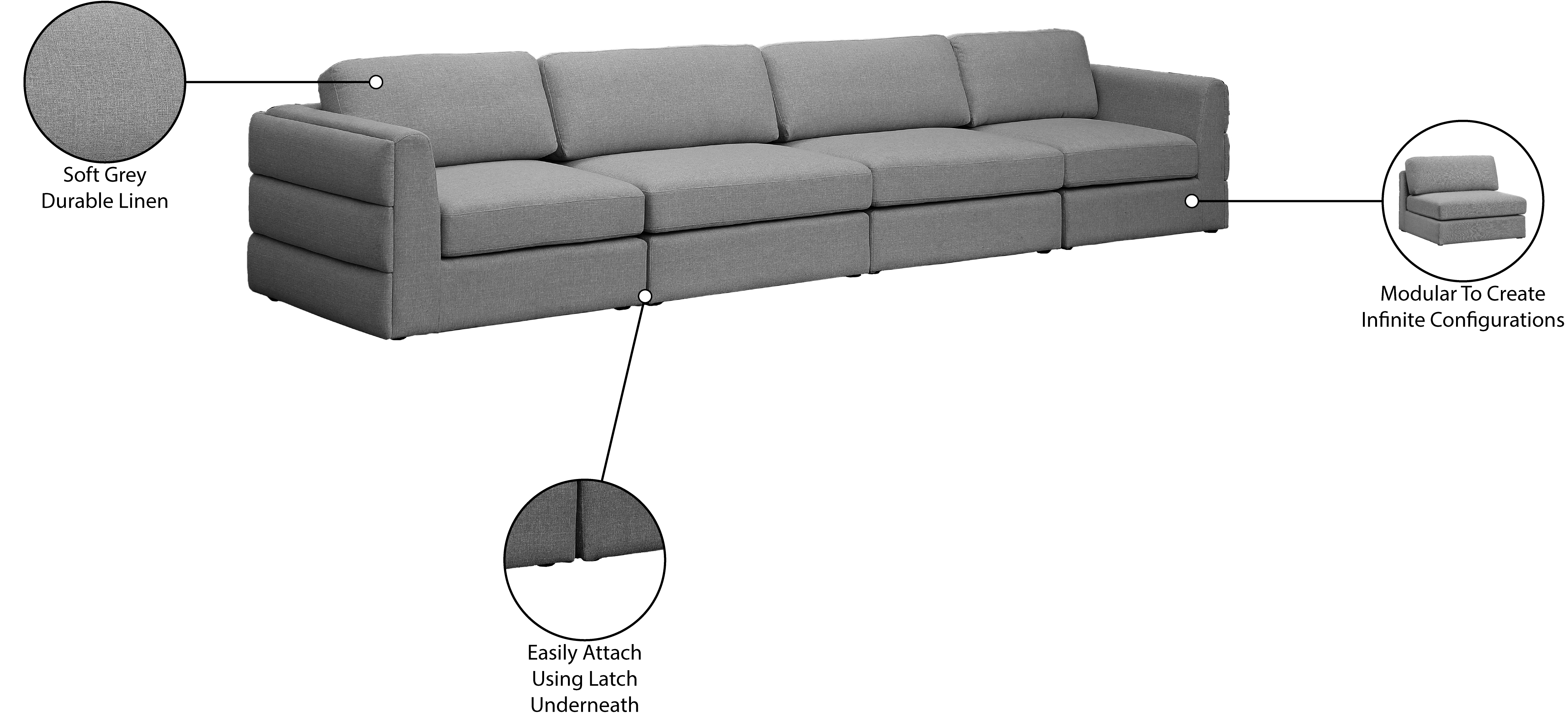 Beckham 152" Linen Modular Sofa