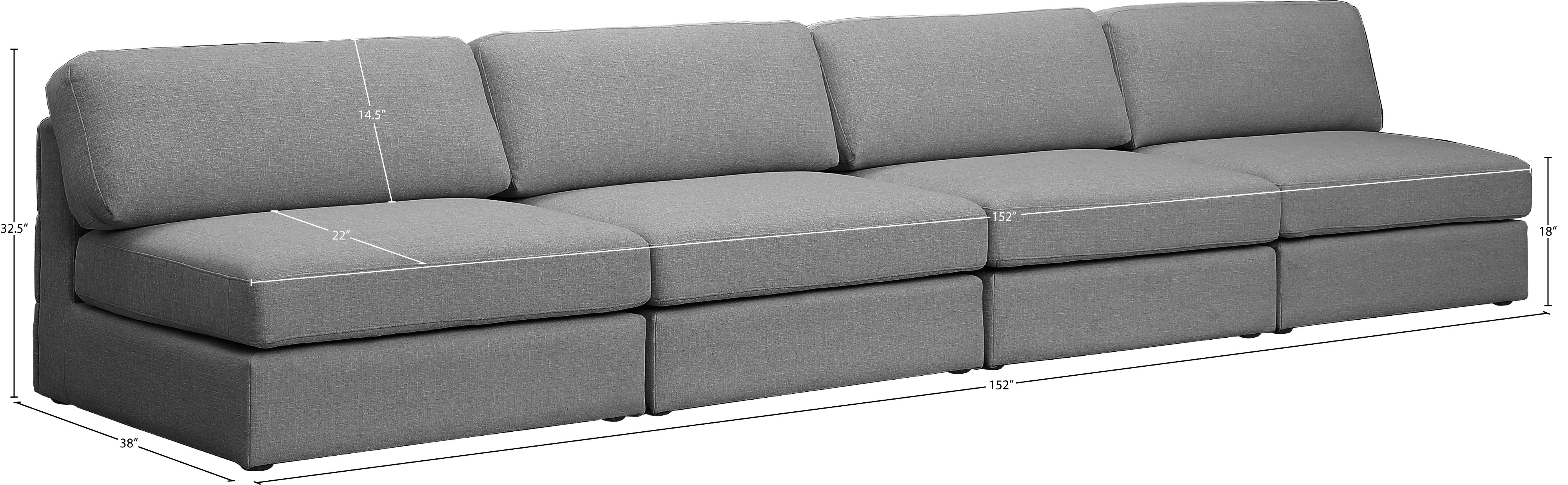 Beckham 152" Linen Modular Armless Sofa