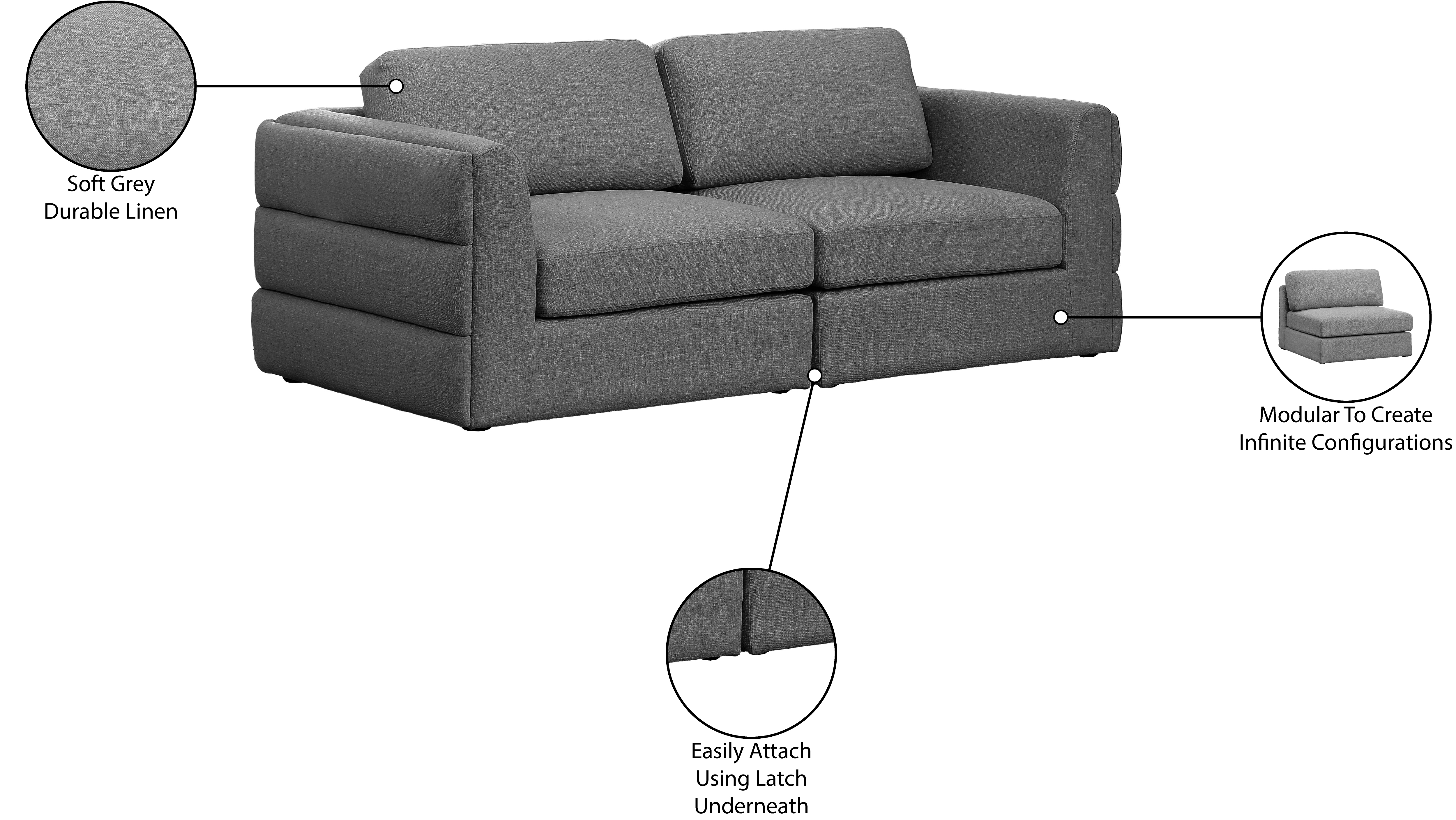 Beckham 76" Linen Modular Sofa