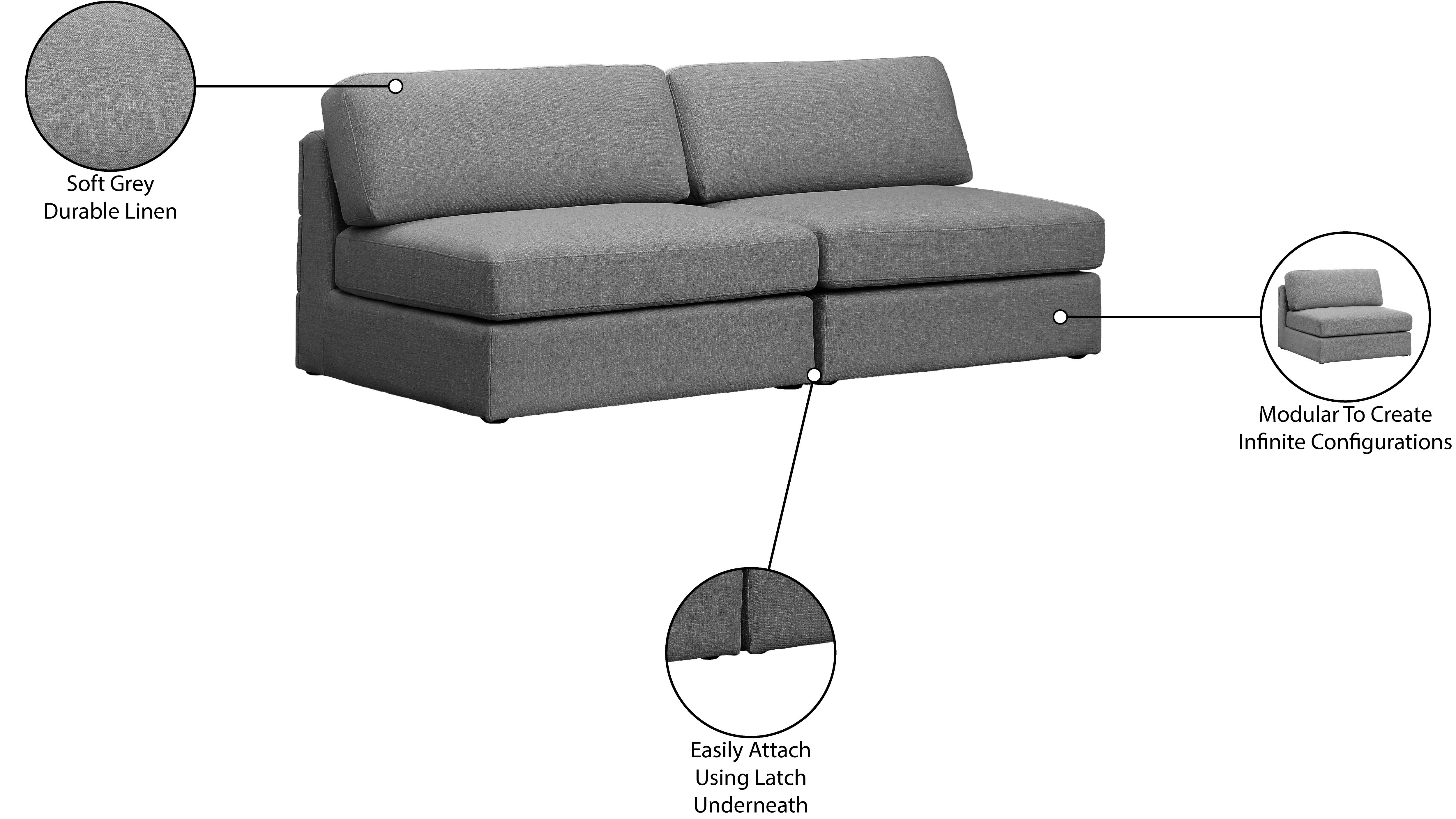 Beckham 76" Linen Modular Armless Sofa