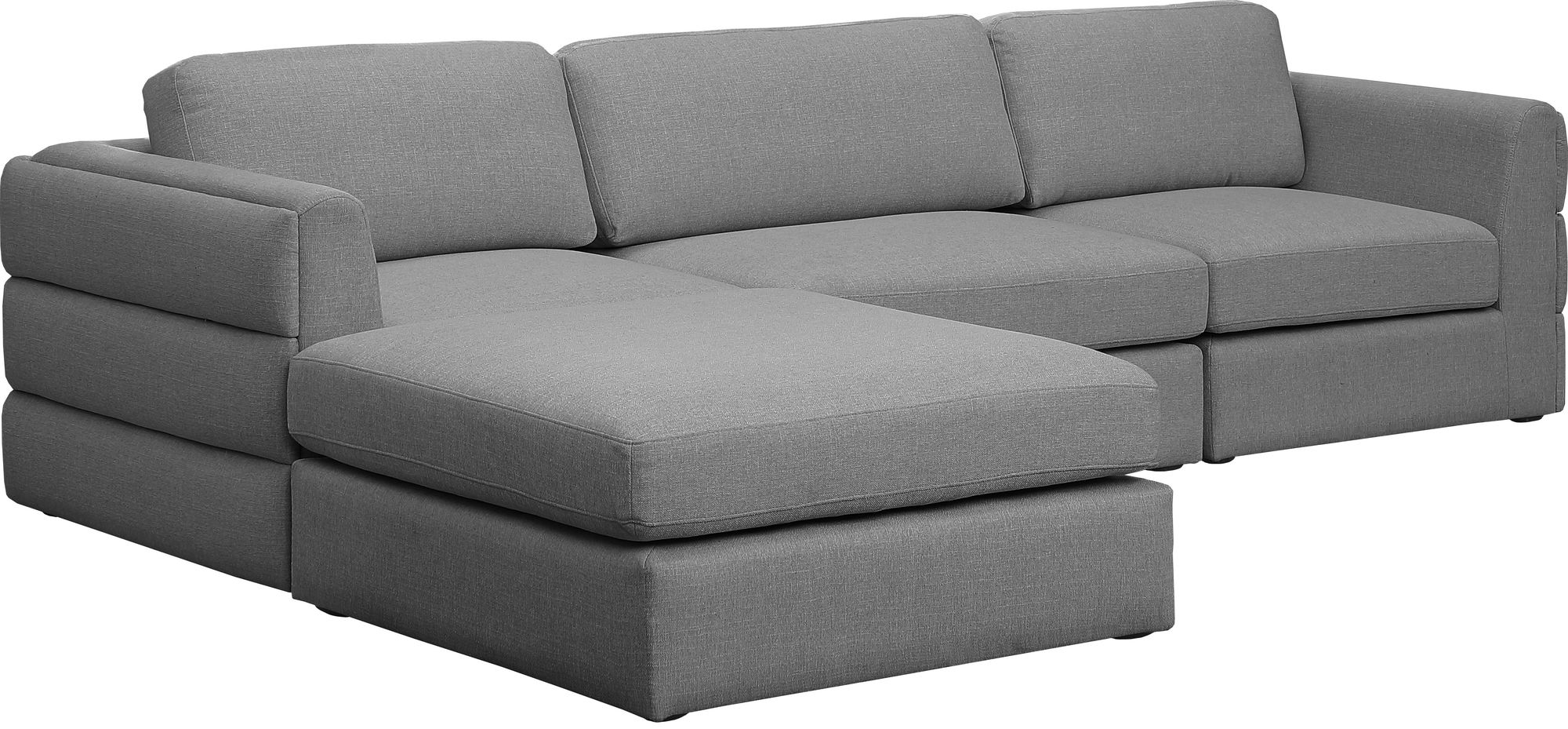Beckham 114" Linen Fabric Modular 4-Piece Sectional Sofa