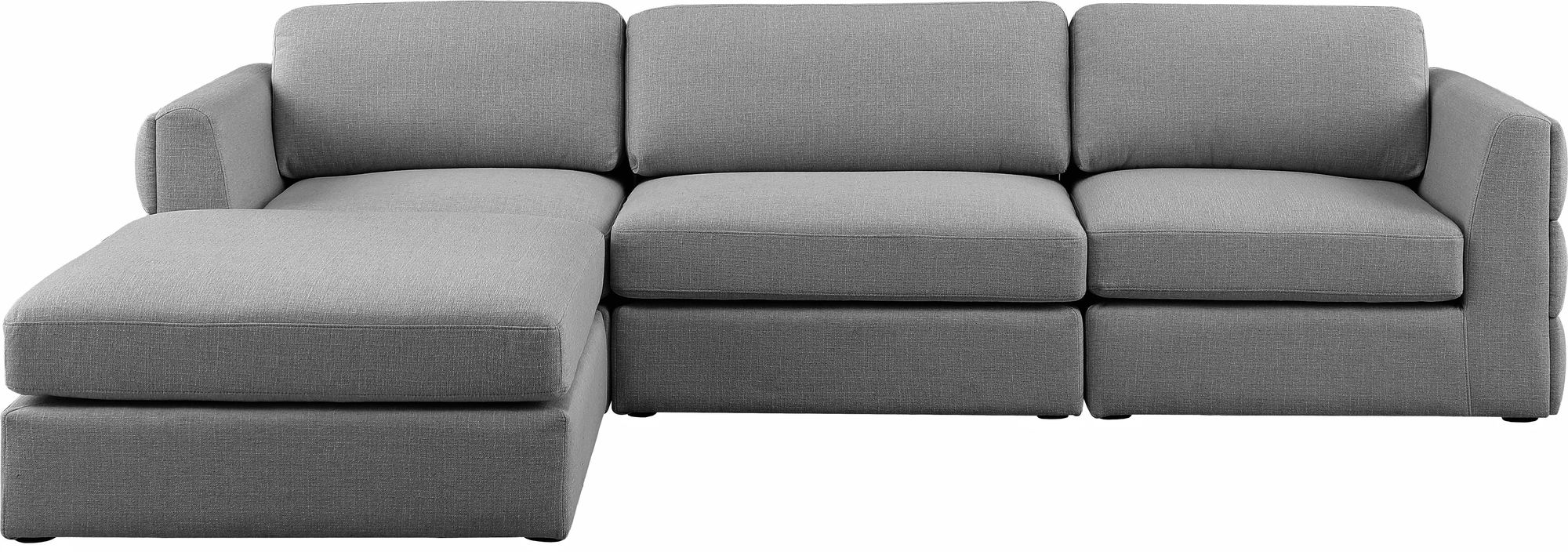Beckham 114" Linen Fabric Modular 4-Piece Sectional Sofa