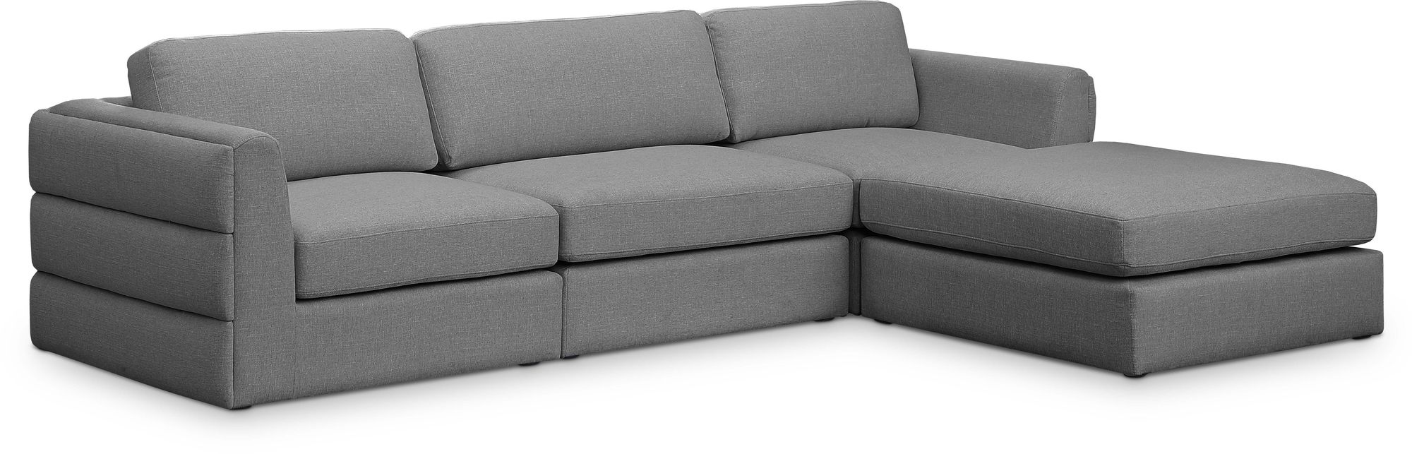 Beckham 114" Linen Fabric Modular 4-Piece Sectional Sofa
