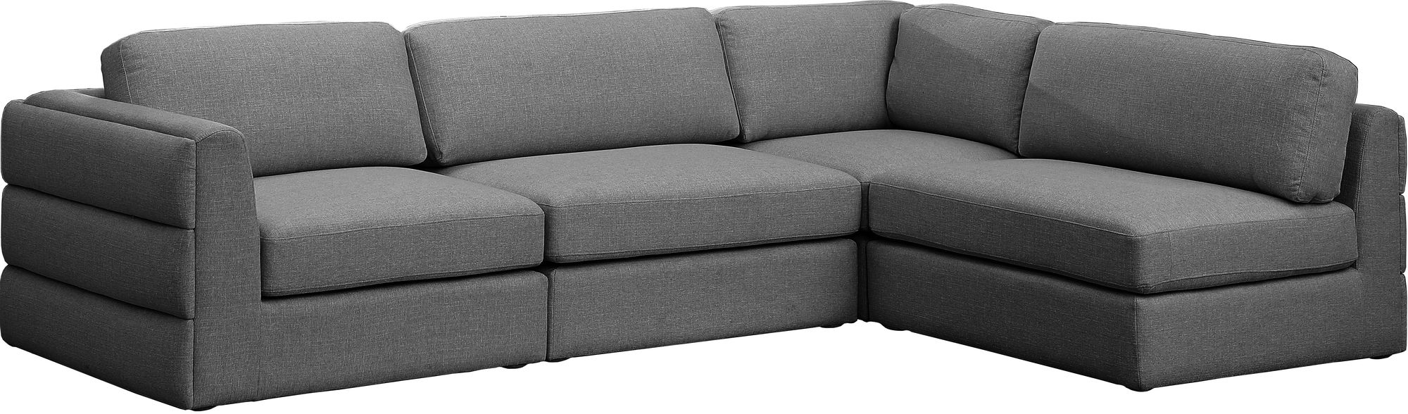 Beckham 114" Linen Fabric Modular 4-Piece Corner Sectional Sofa