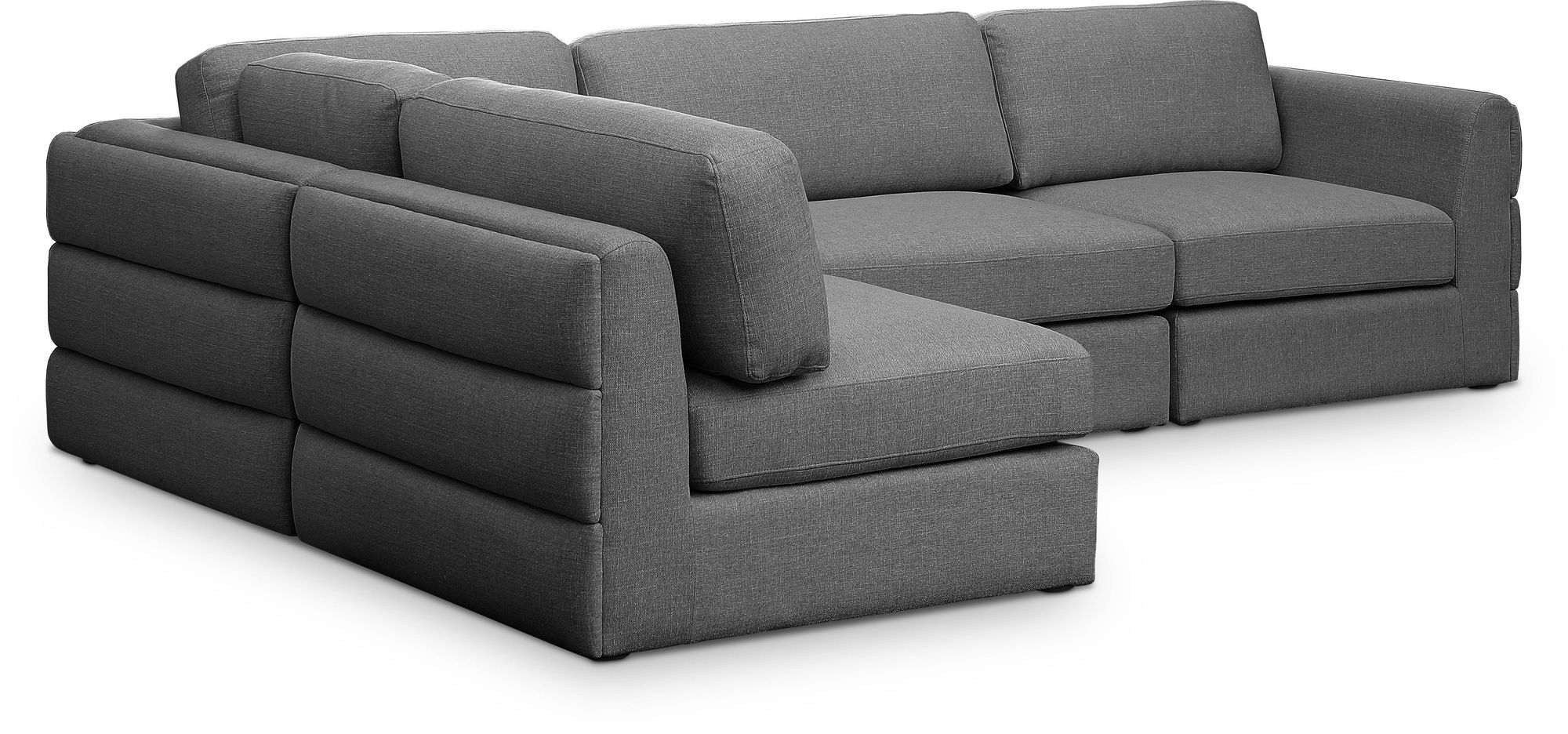Beckham 114" Linen Fabric Modular 4-Piece Corner Sectional Sofa
