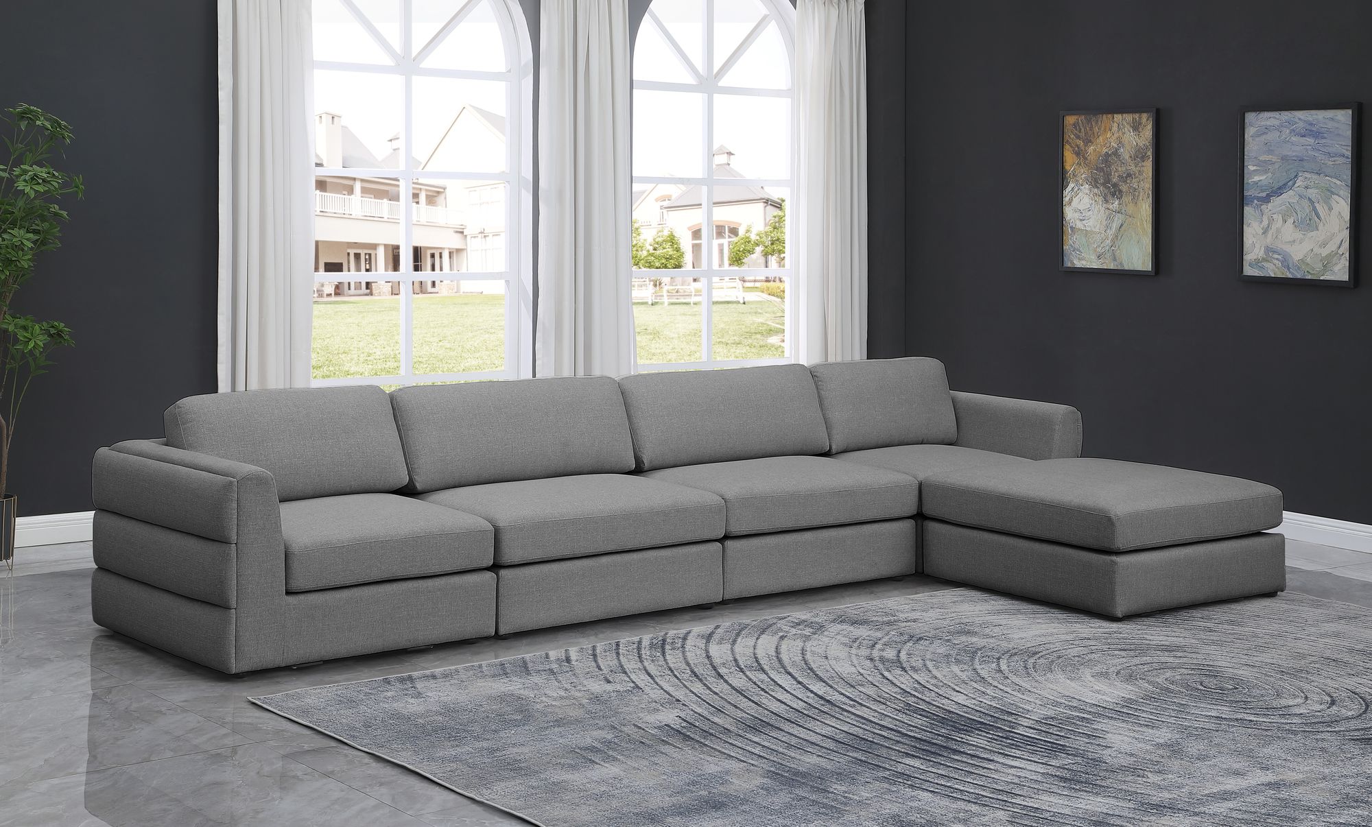 Beckham 152" 5-Piece Linen Fabric Modular Sectional Sofa