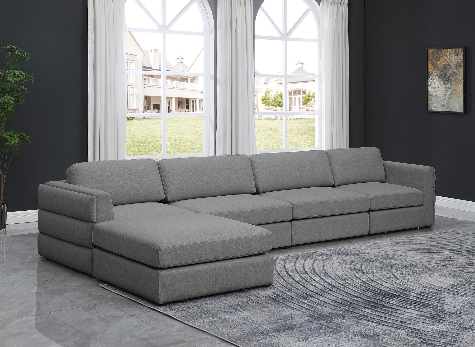 Beckham 152" 5-Piece Linen Fabric Modular Sectional Sofa
