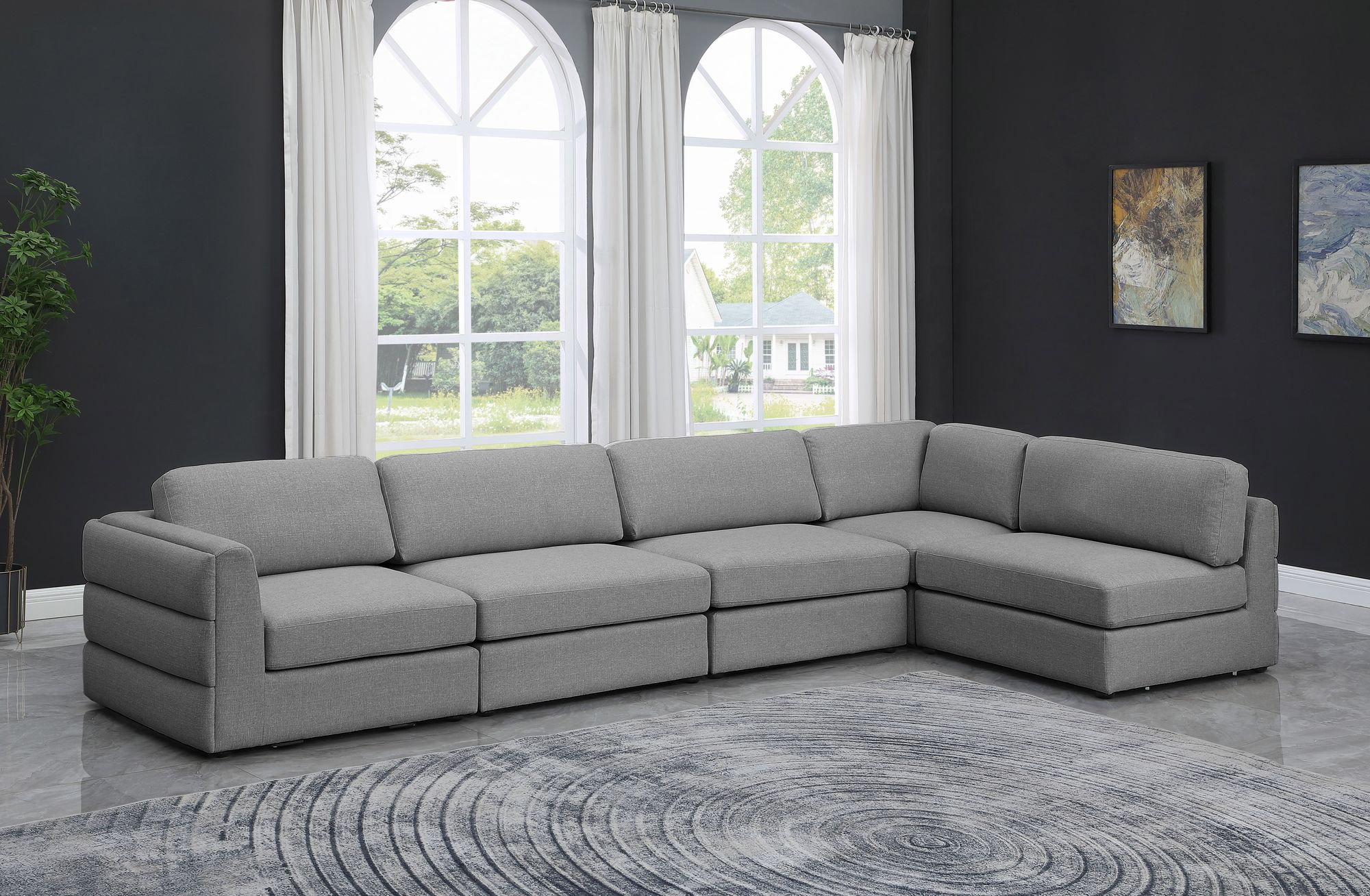Beckham 152" 5-Piece Linen Fabric Modular Corner Sectional Sofa