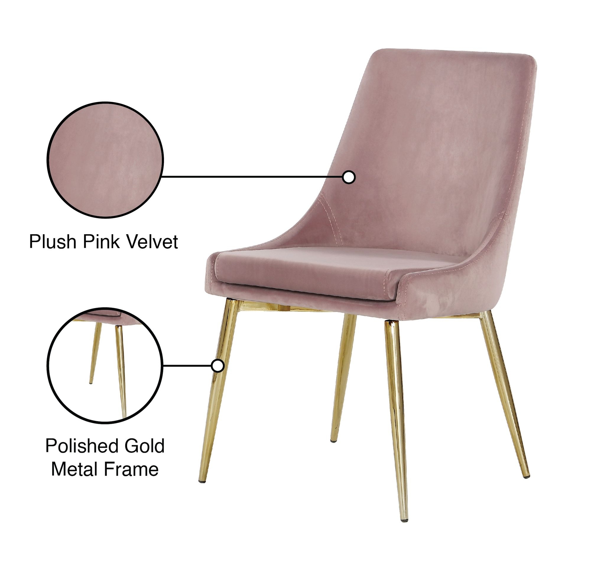 Karina Velvet Dining Chair with Polished Metal Frame