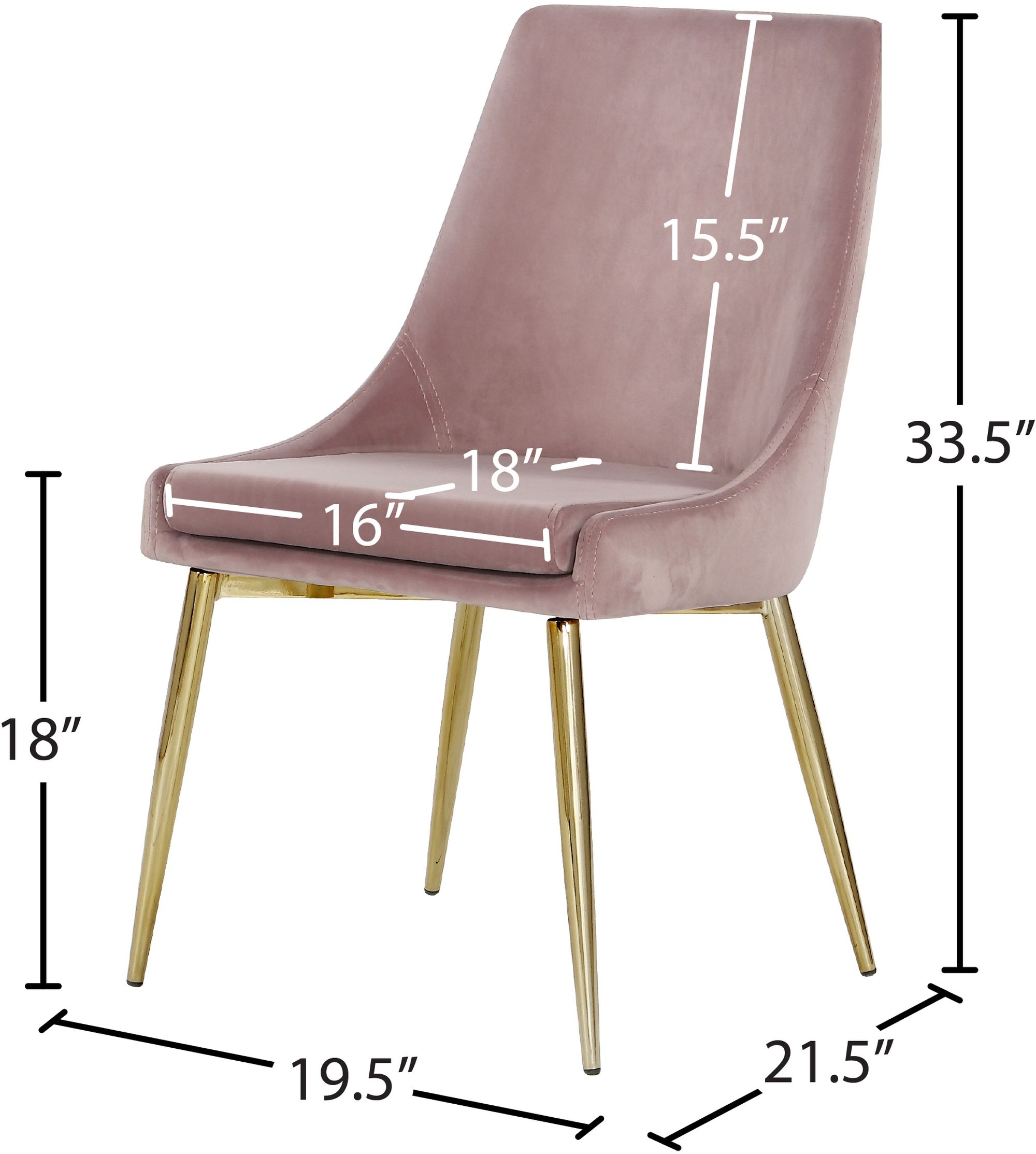 Karina Velvet Dining Chair with Polished Metal Frame
