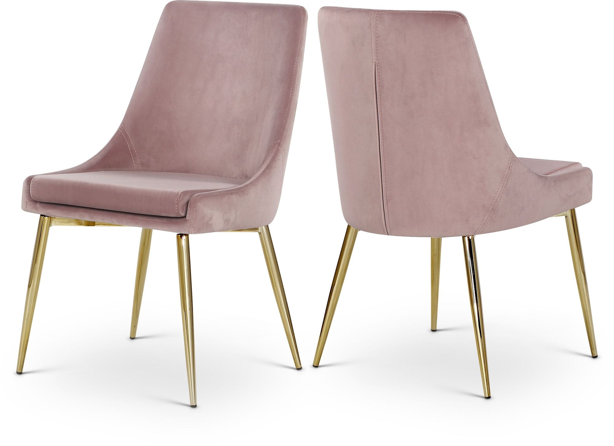 Karina Velvet Dining Chair with Polished Metal Frame