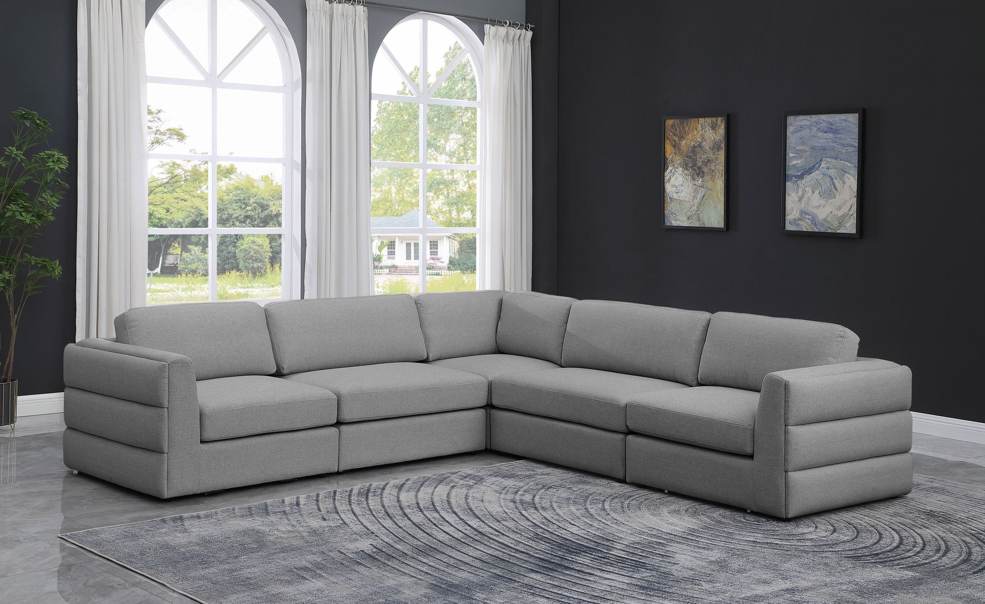 Beckham 114" 5-Piece Linen Modular Corner Sectional