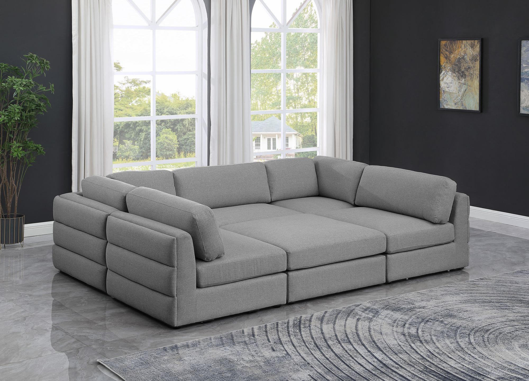 Beckham 114" 6-Piece Linen Modular Sectional