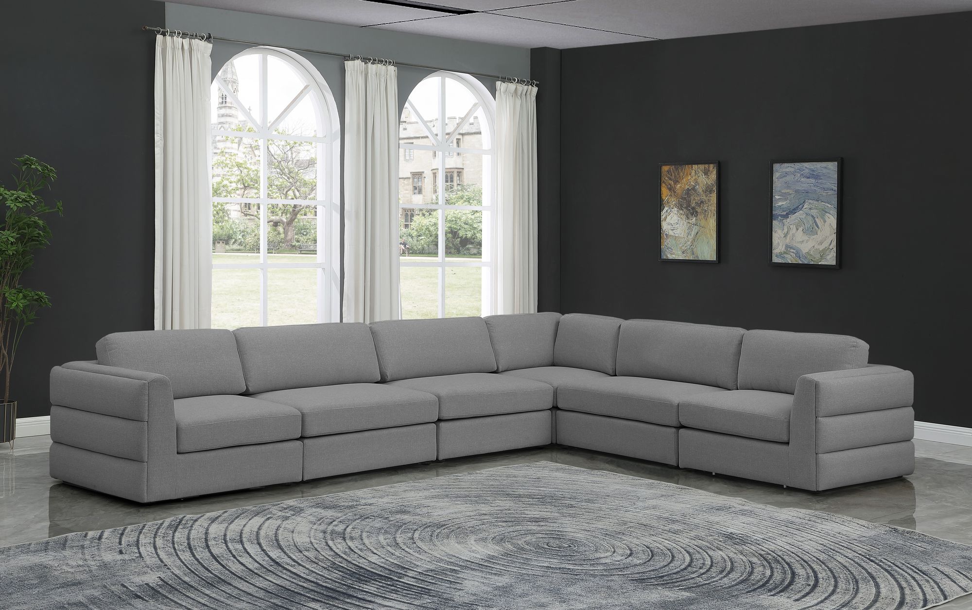 Beckham 152" 6-Piece Linen Fabric Modular Sectional Sofa