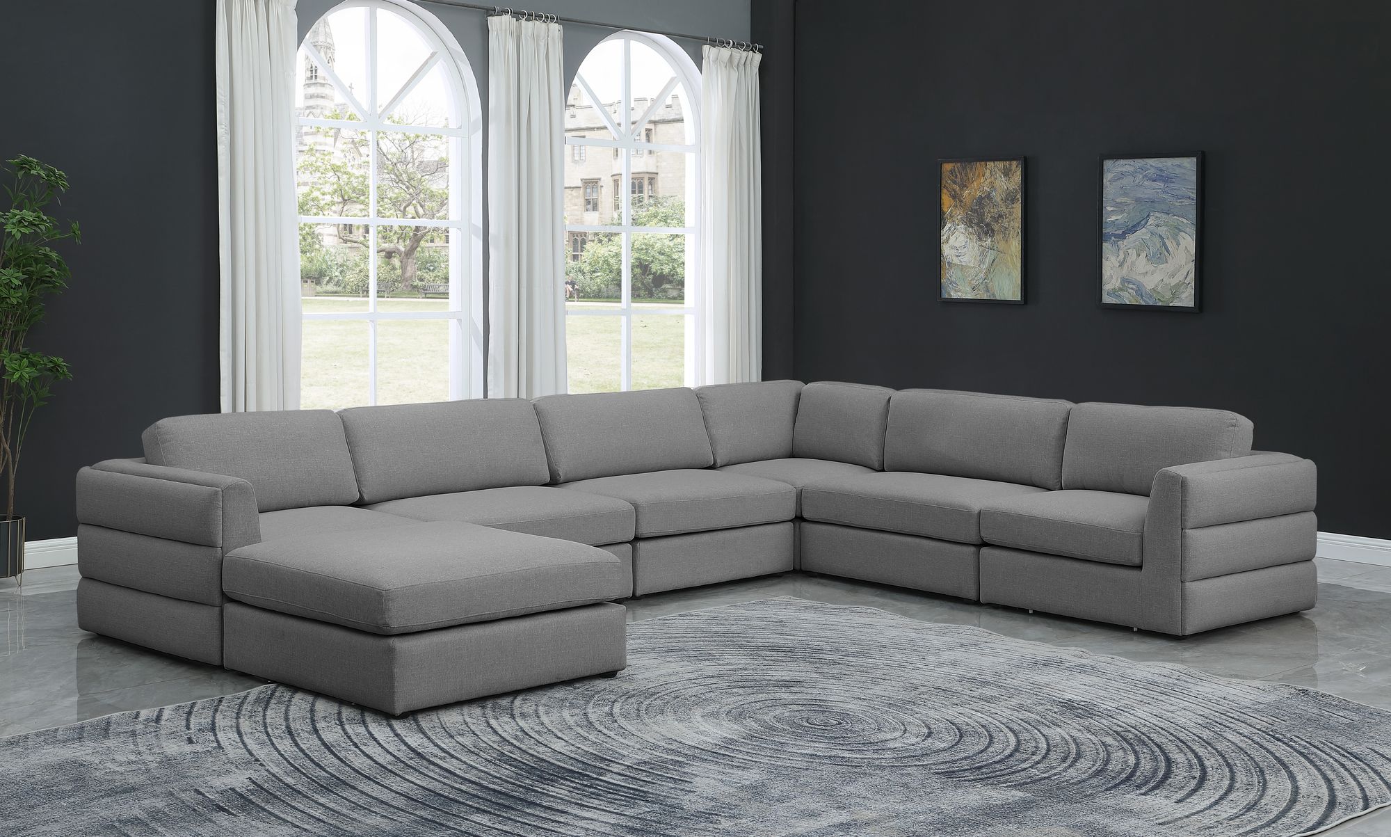 Beckham 152" 7-Piece Linen Fabric Modular Sectional Sofa