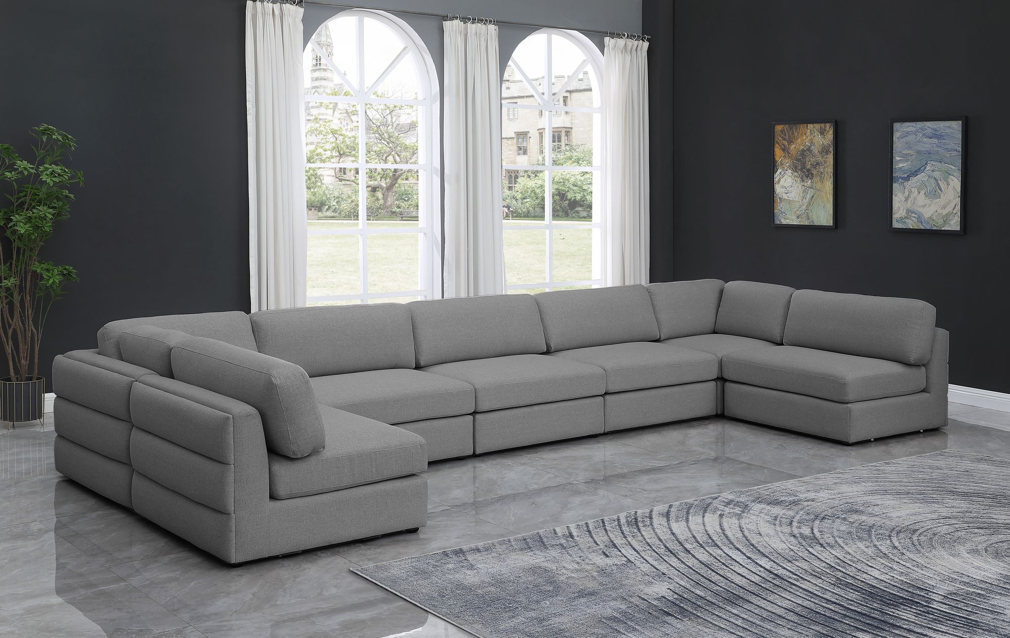 Beckham 190" 7-Piece Linen Fabric Modular Sectional Sofa