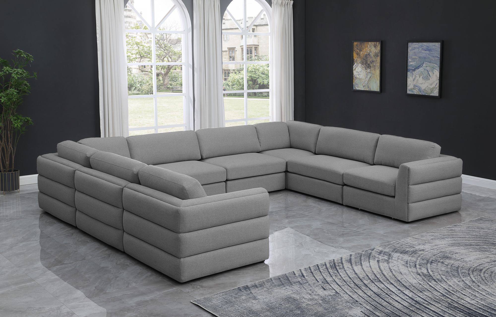 Beckham 152" 8-Piece Linen Fabric Modular Sectional Sofa