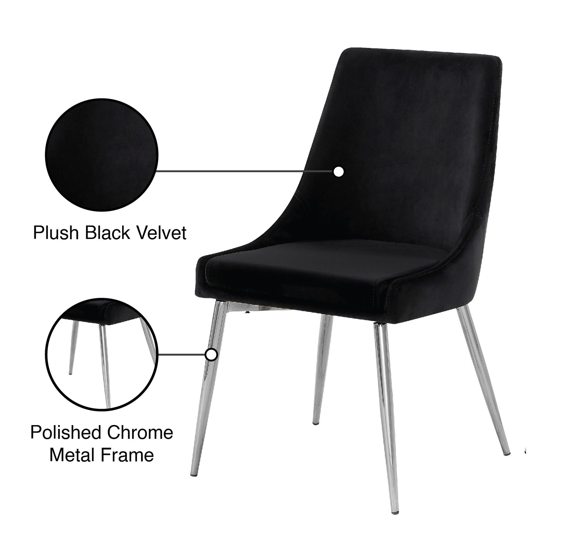 Karina Velvet Dining Chair with Polished Chrome Metal Frame