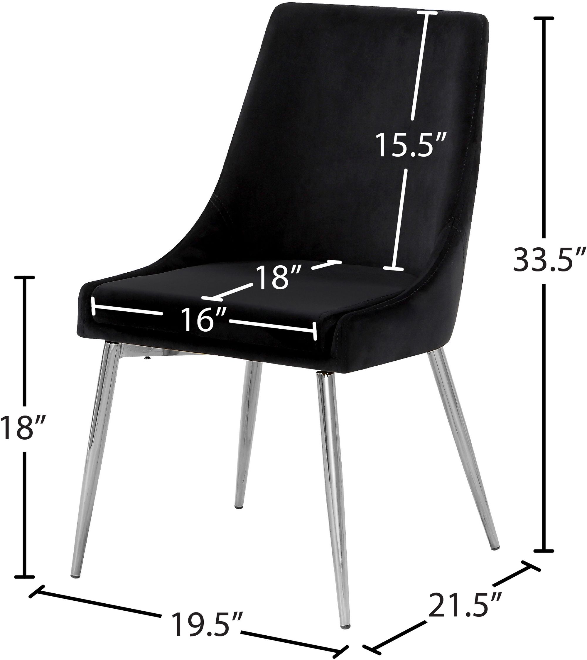 Karina Velvet Dining Chair with Polished Metal Frame