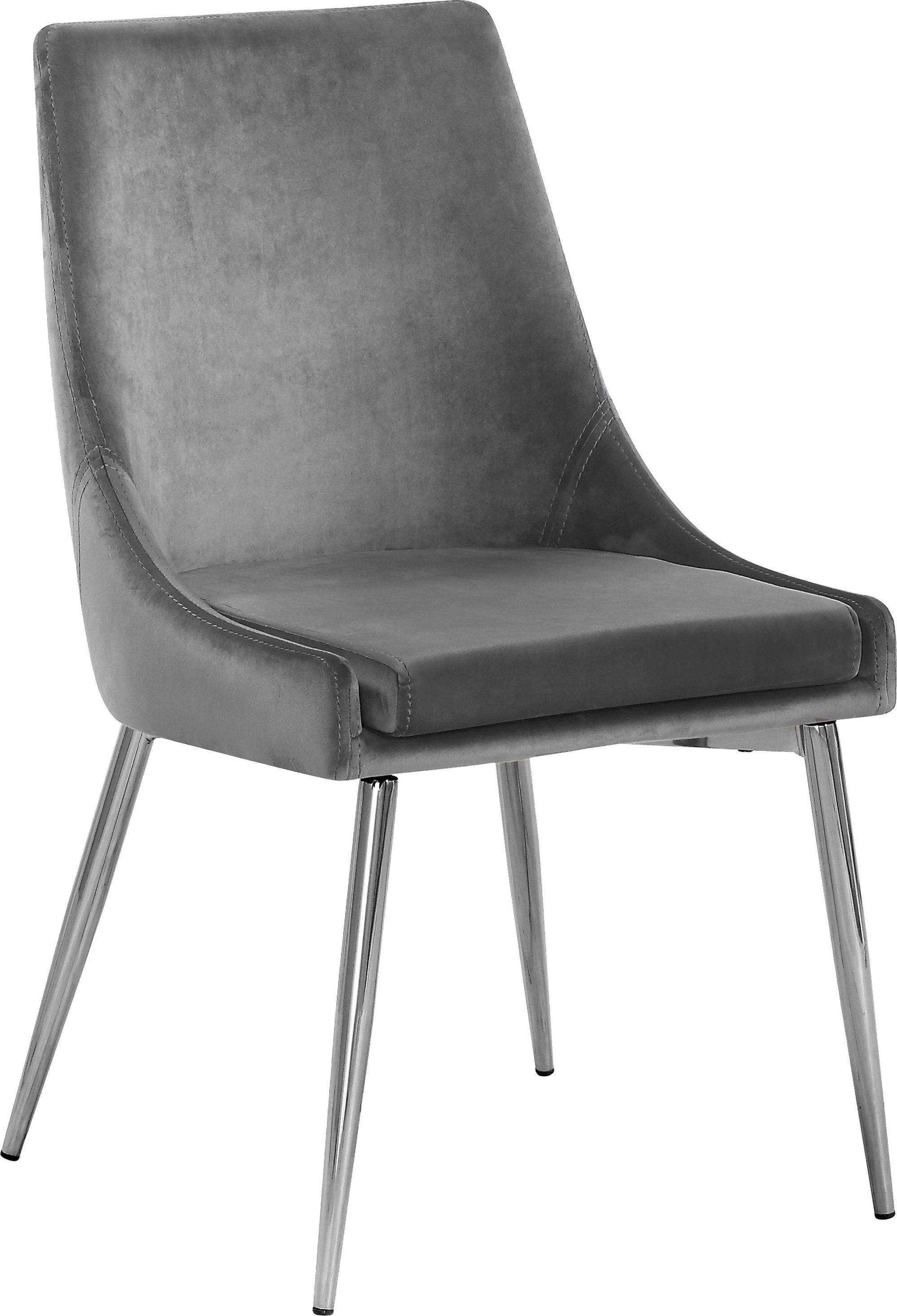 Karina Velvet Dining Chair with Polished Chrome Metal Frame