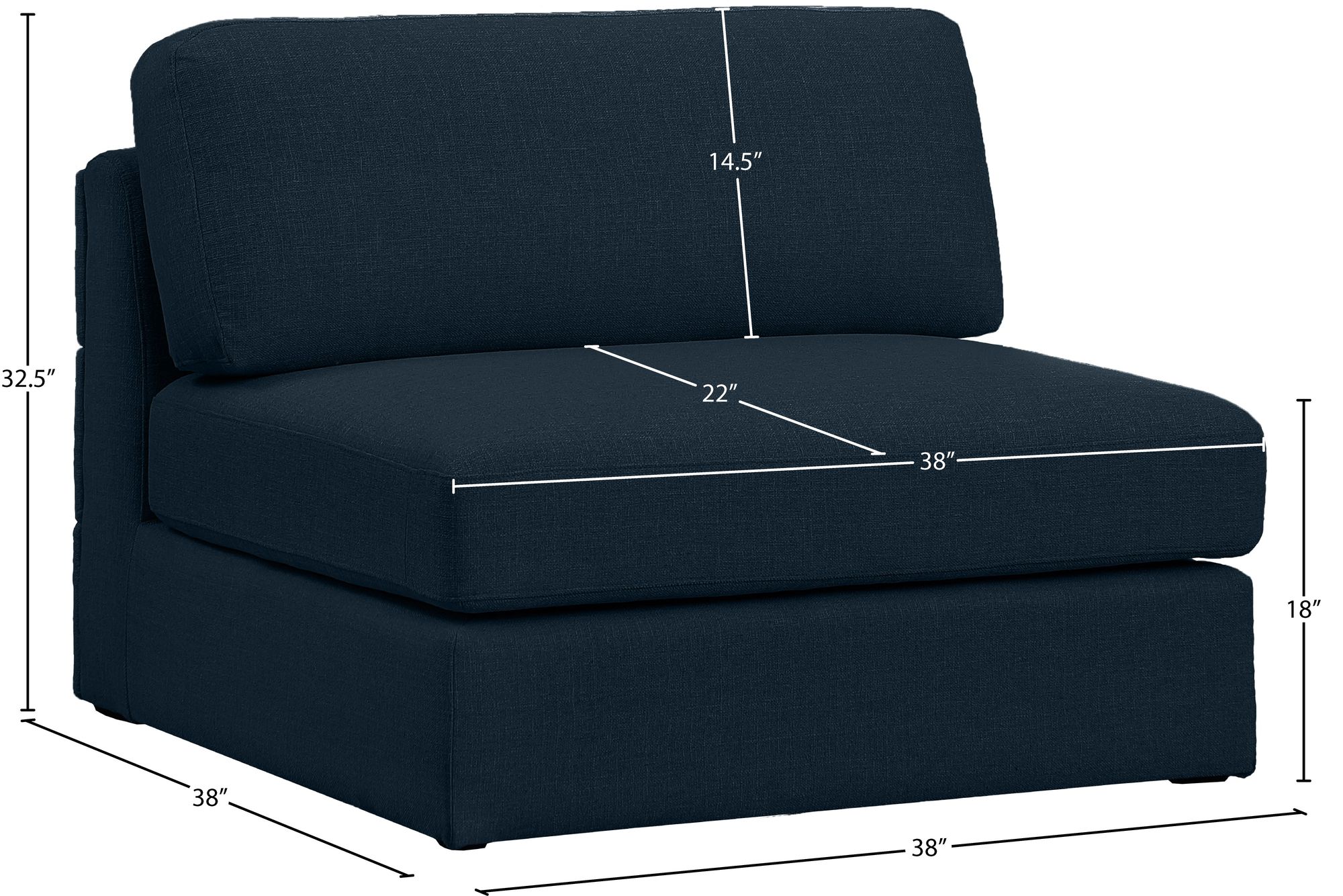 Beckham Linen Modular Armless Chair