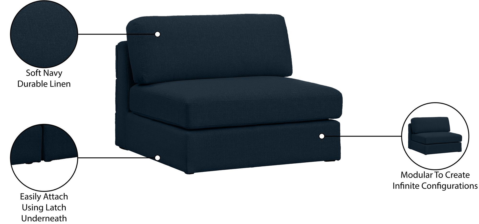 Beckham Linen Modular Armless Chair