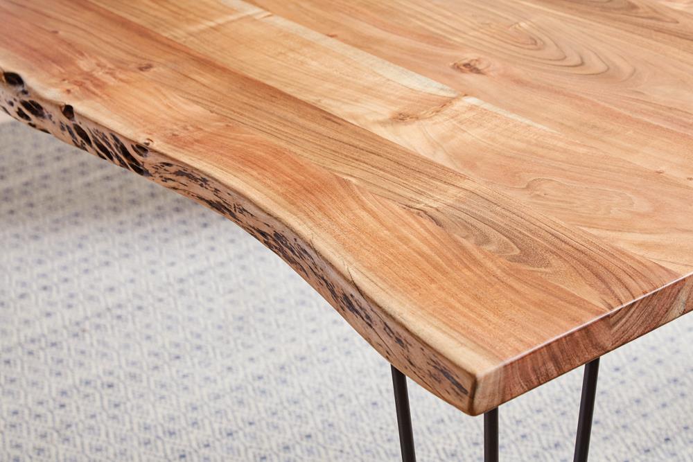 Sherman Solid Acacia Wood Rectangular Dining Table with Hairpin Metal Legs