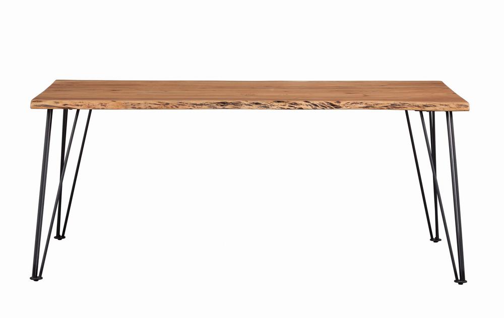 Sherman Solid Acacia Wood Rectangular Dining Table with Hairpin Metal Legs