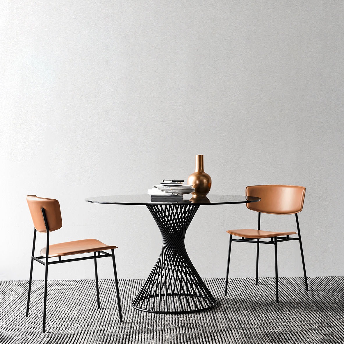 Vortex Metal/Glass Round Dining Table
