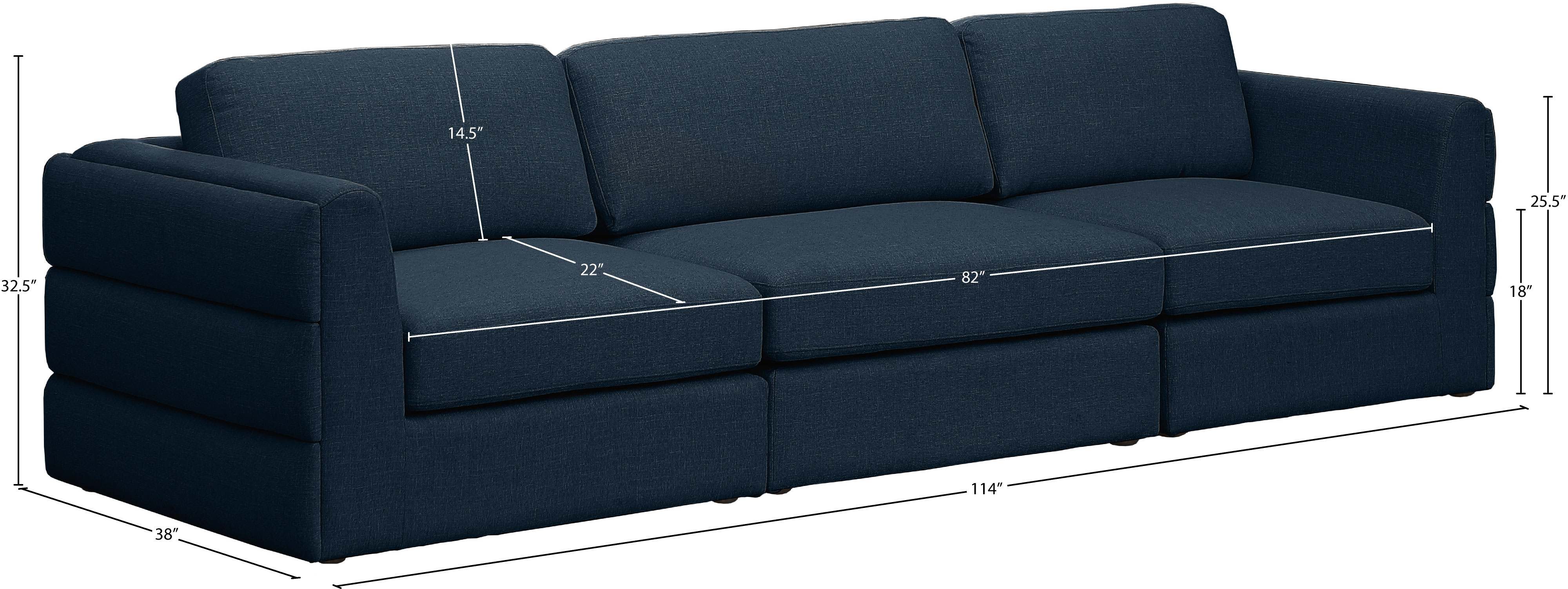 Beckham 114" Linen Modular Sofa