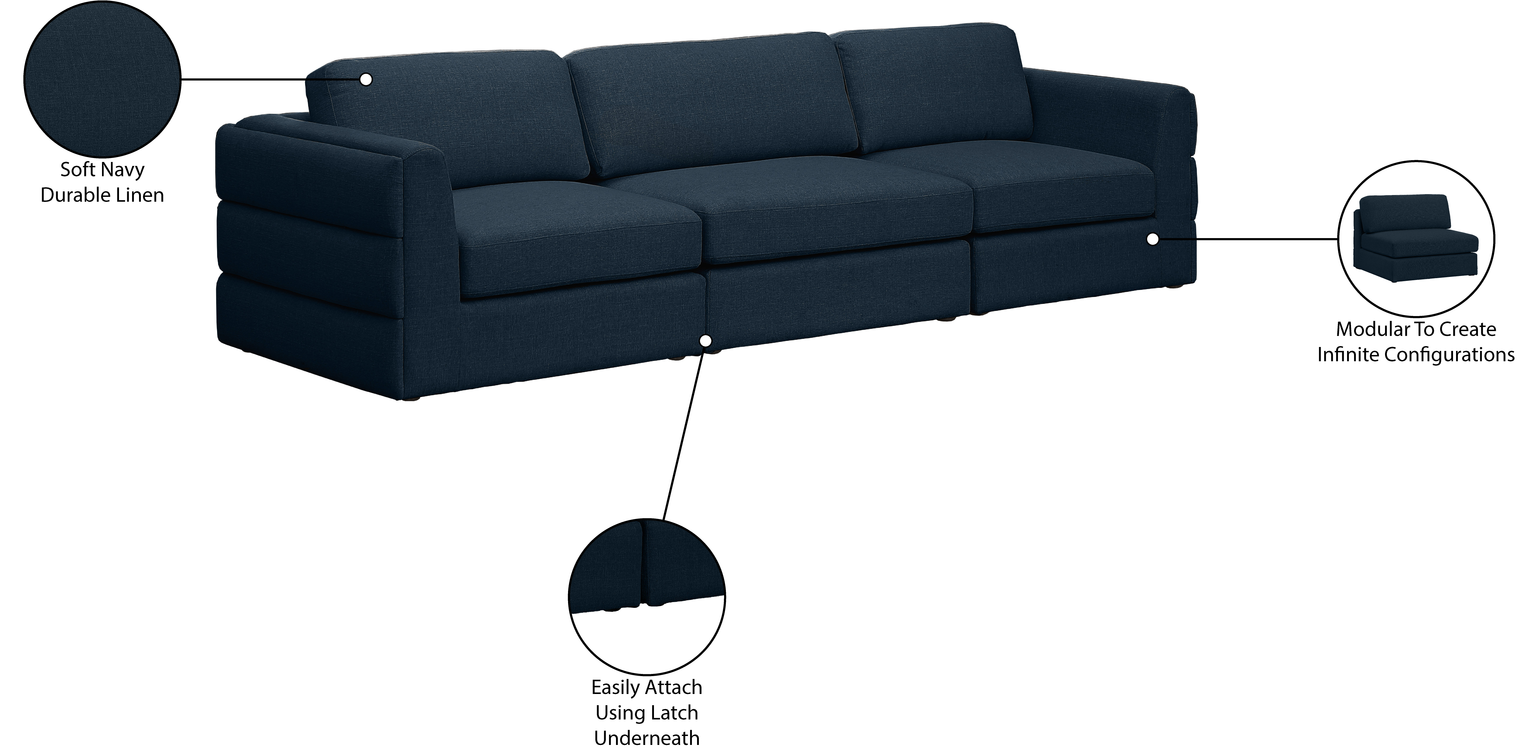 Beckham 114" Linen Modular Sofa