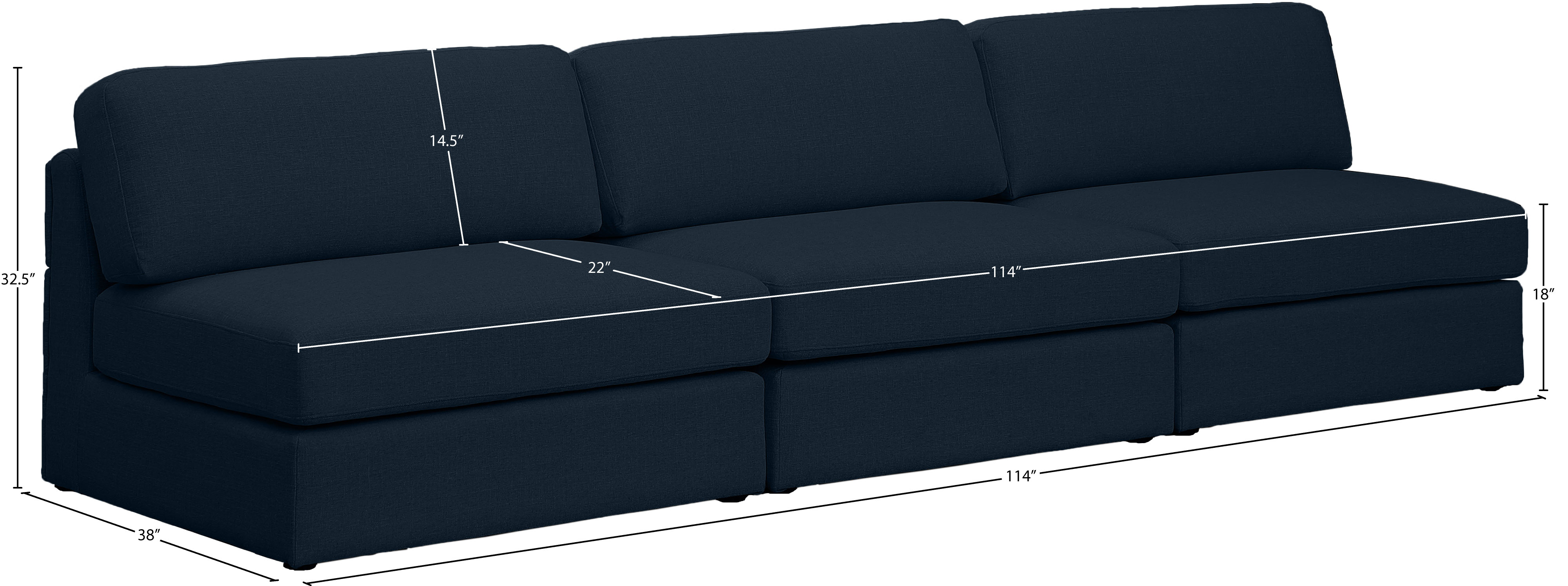Beckham 114" Linen Modular Armless Sofa