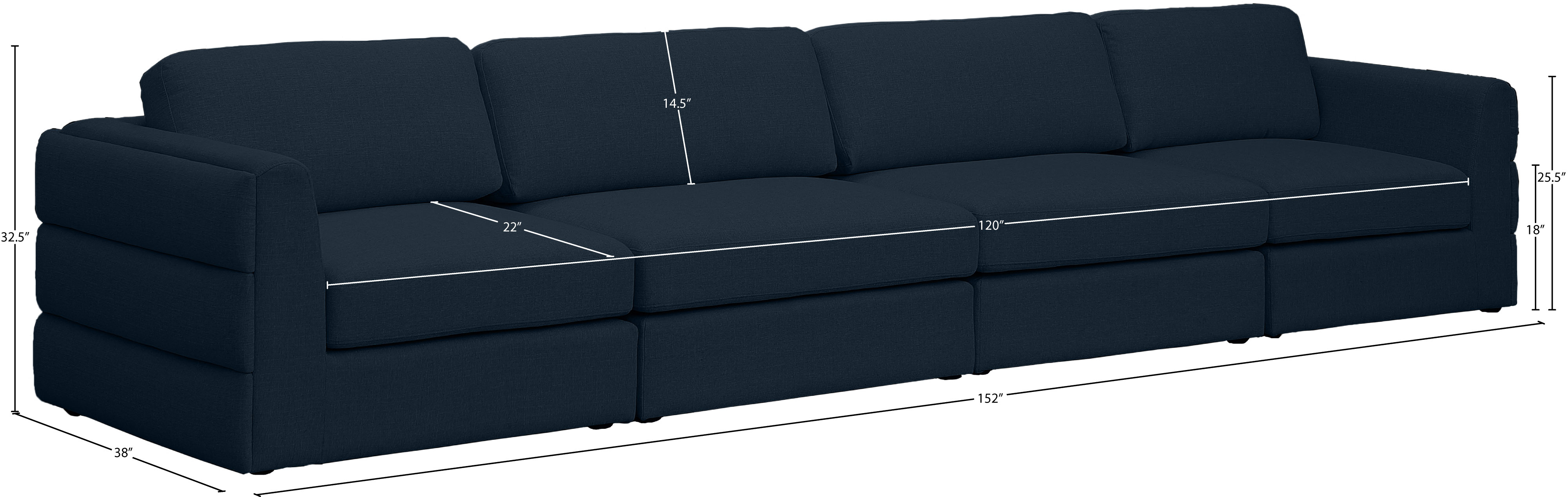 Beckham 152" Linen Modular Sofa