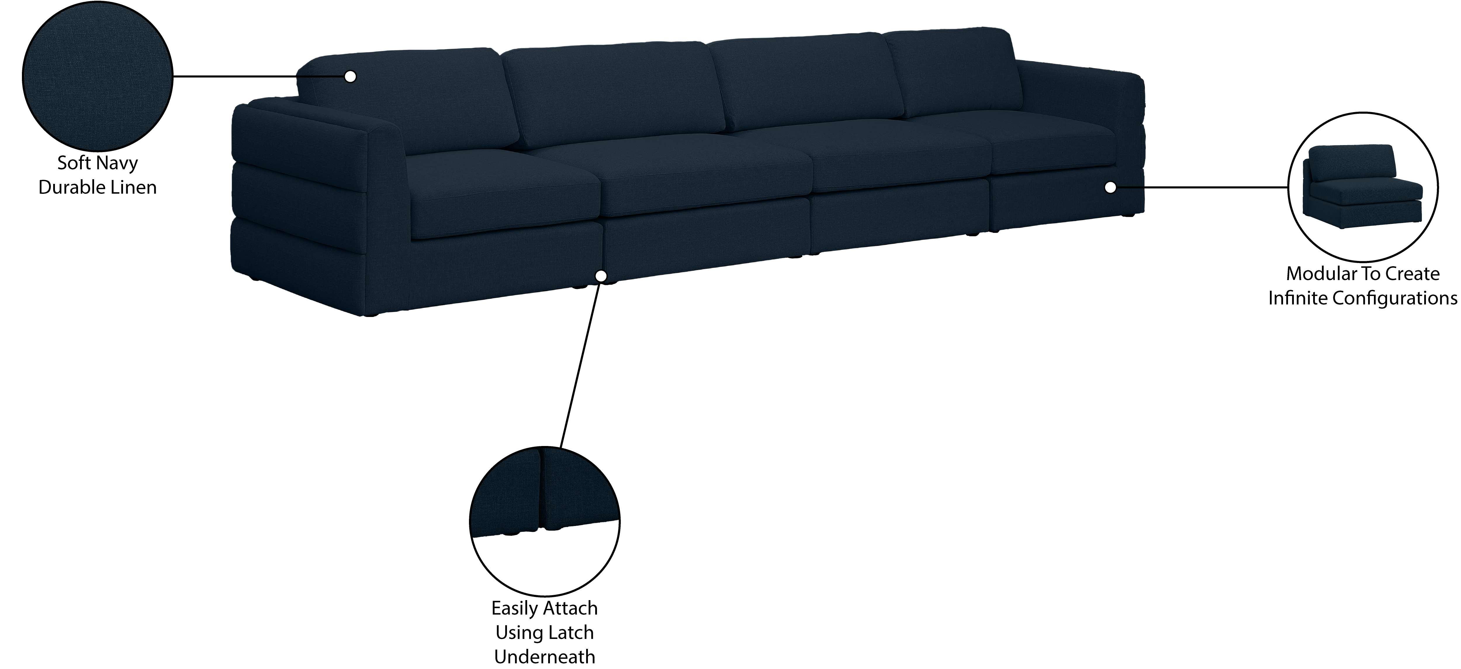 Beckham 152" Linen Modular Sofa