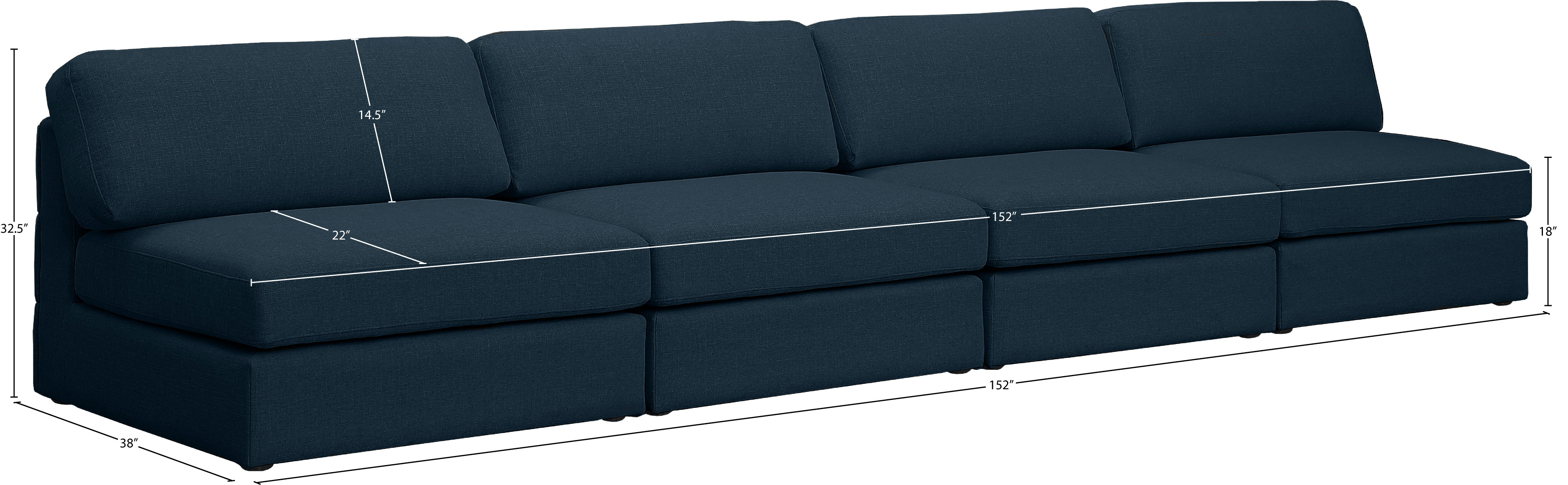 Beckham 152" Linen Modular Armless Sofa