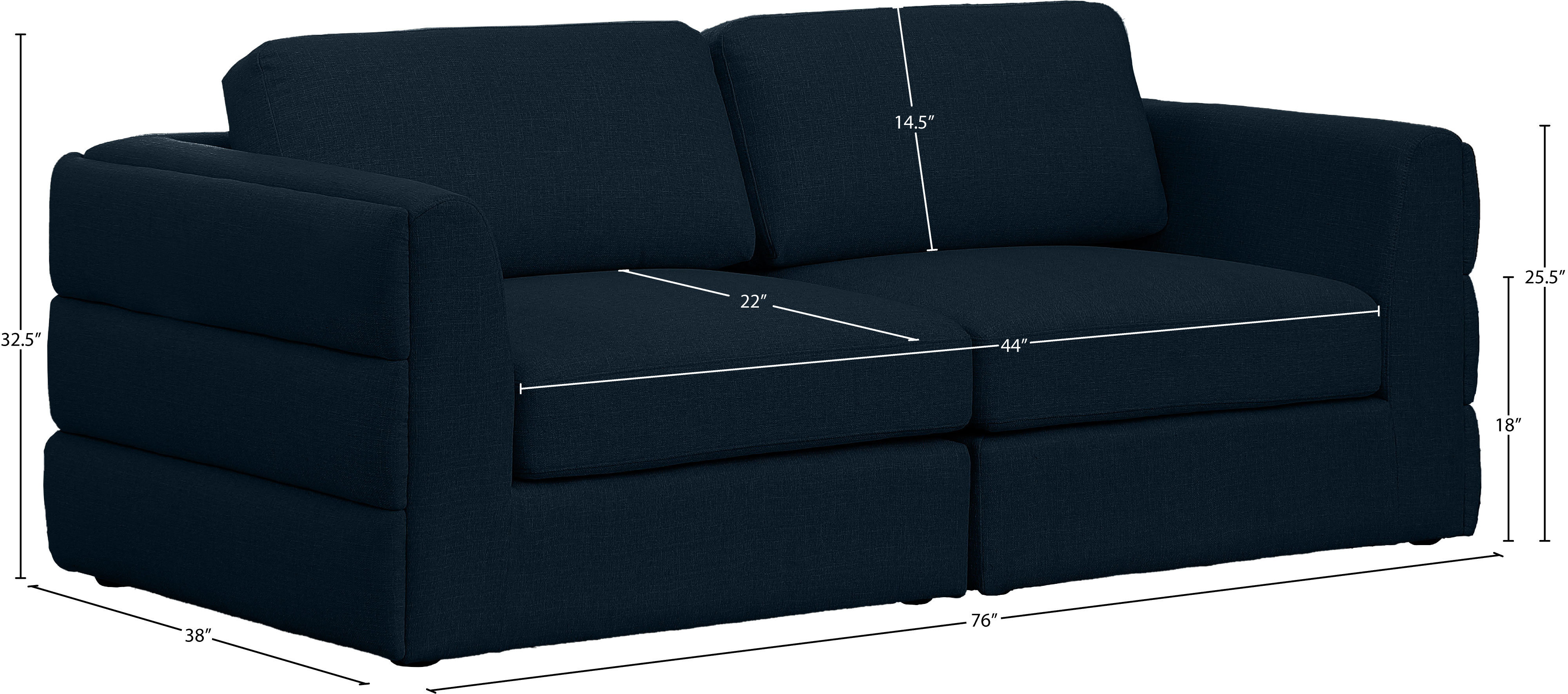 Beckham 76" Linen Modular Sofa