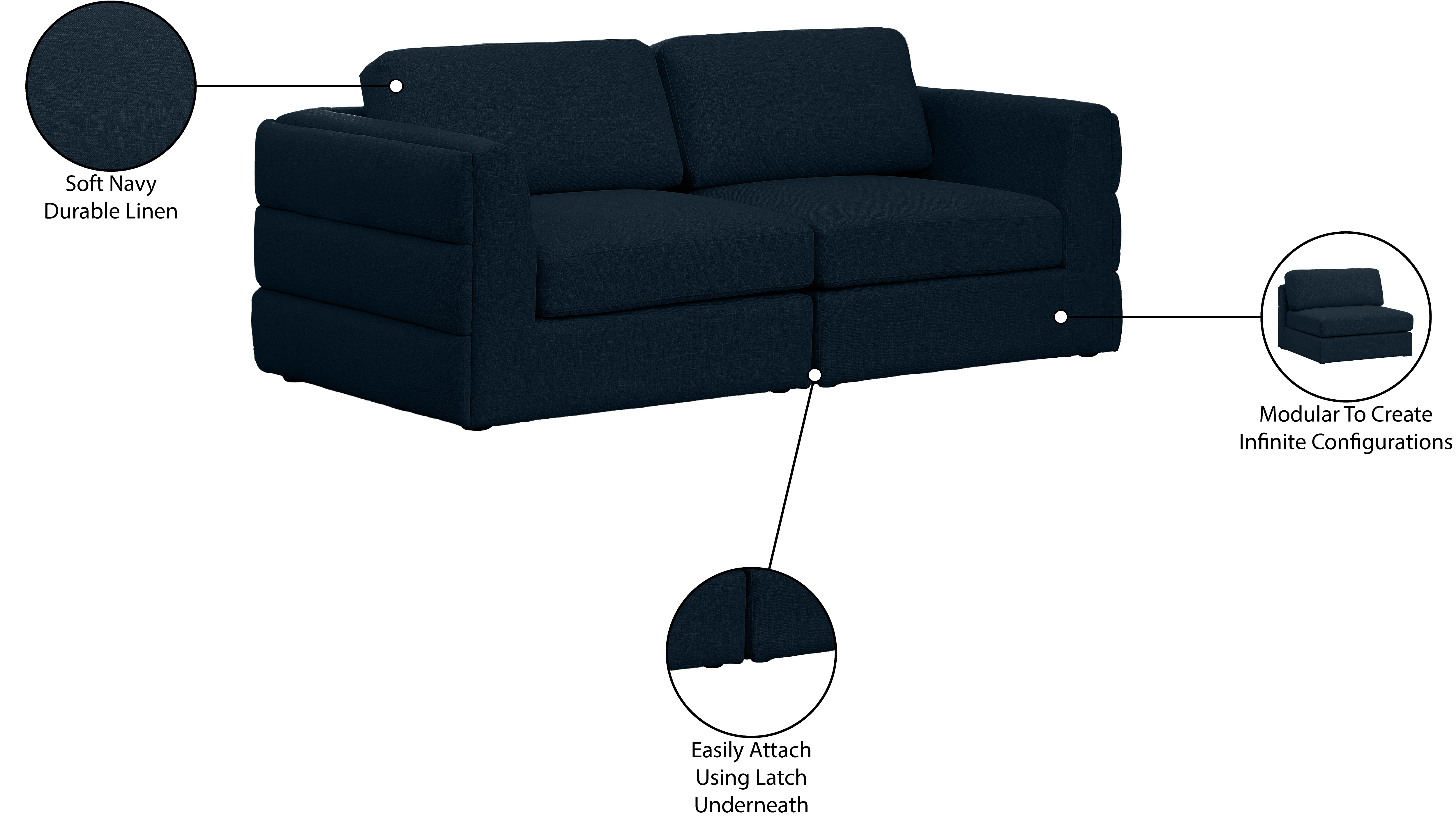 Beckham 76" Linen Modular Sofa