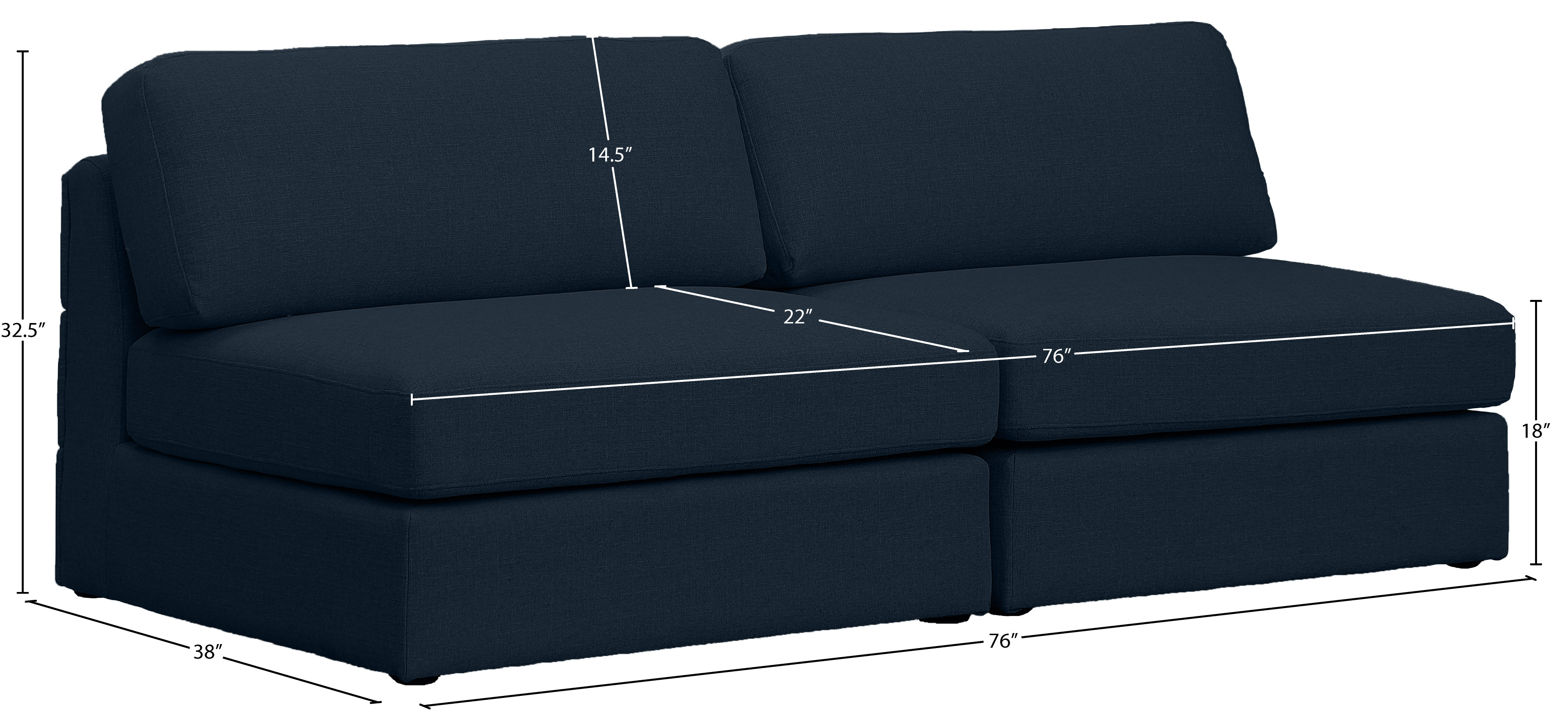 Beckham 76" Linen Modular Armless Sofa