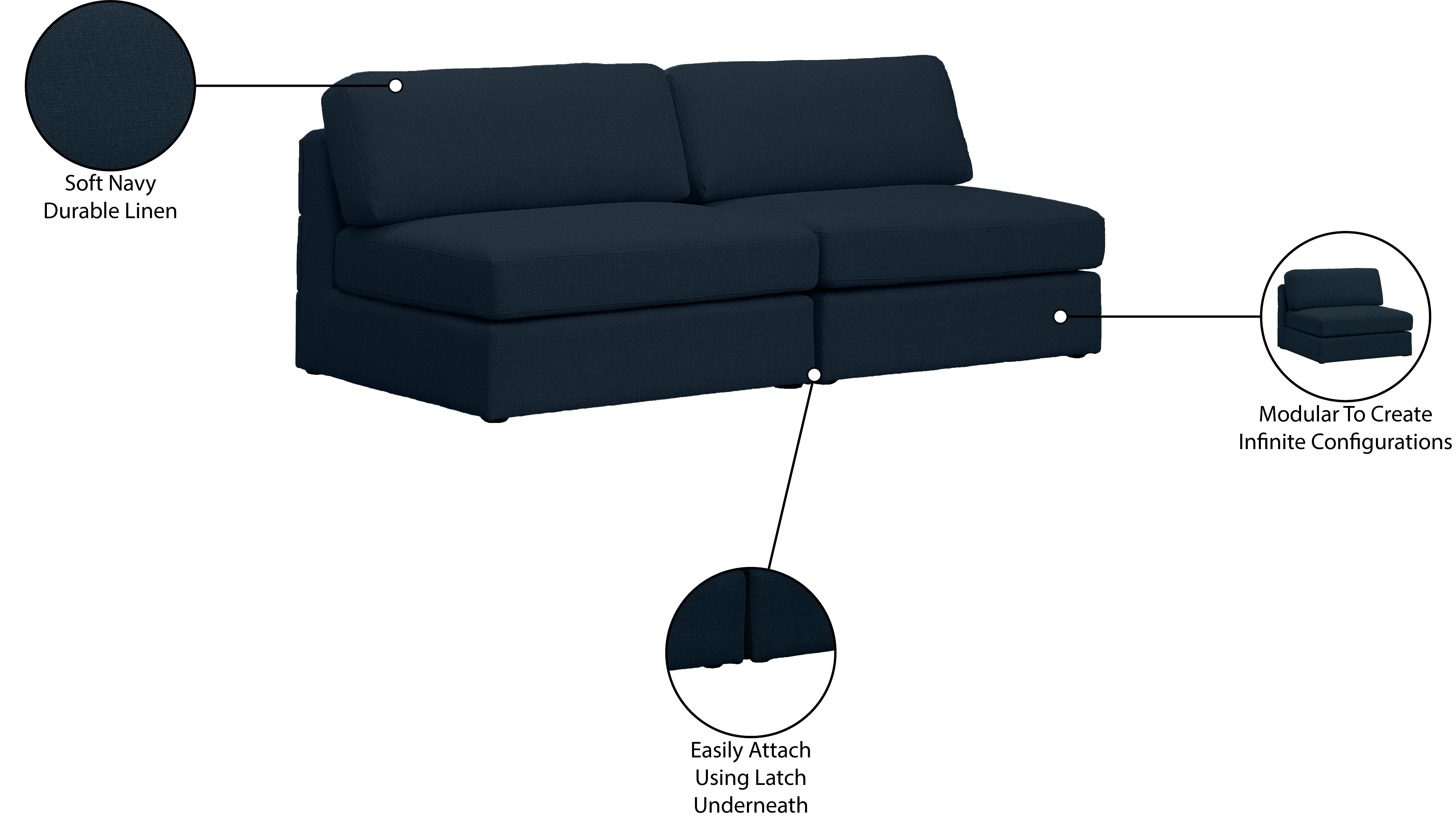 Beckham 76" Linen Modular Armless Sofa