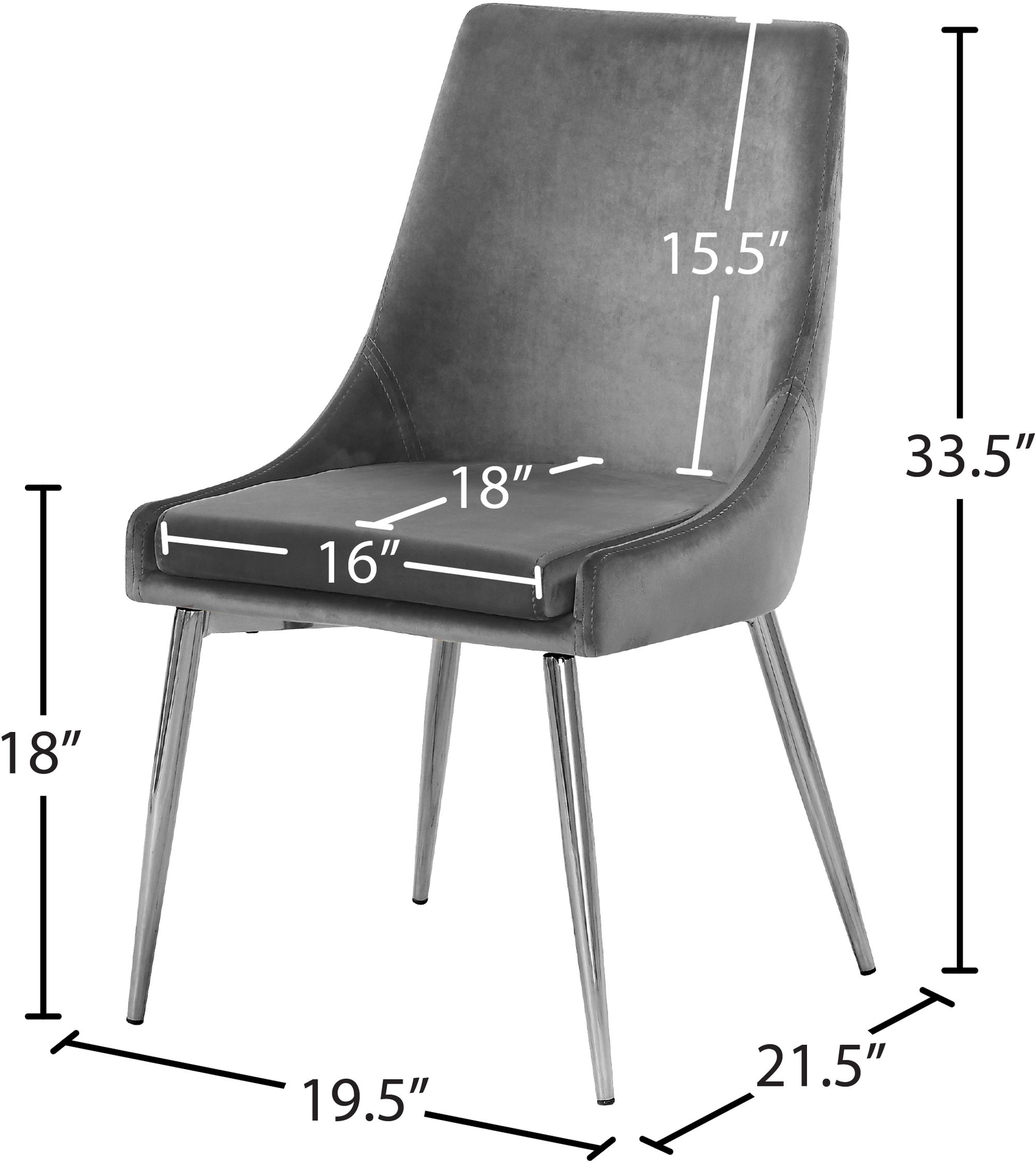 Karina Velvet Dining Chair with Polished Chrome Metal Frame