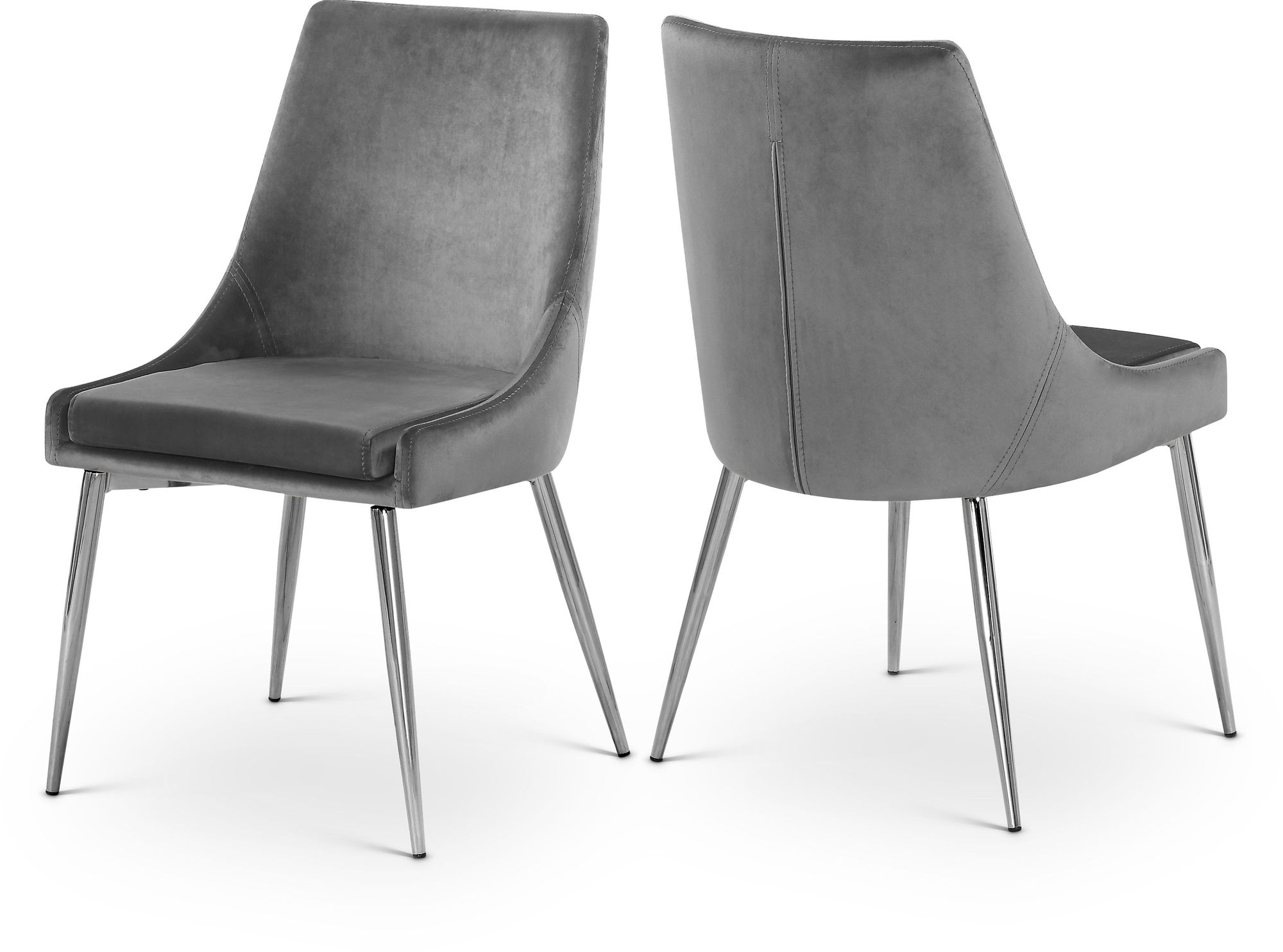 Karina Velvet Dining Chair with Polished Metal Frame