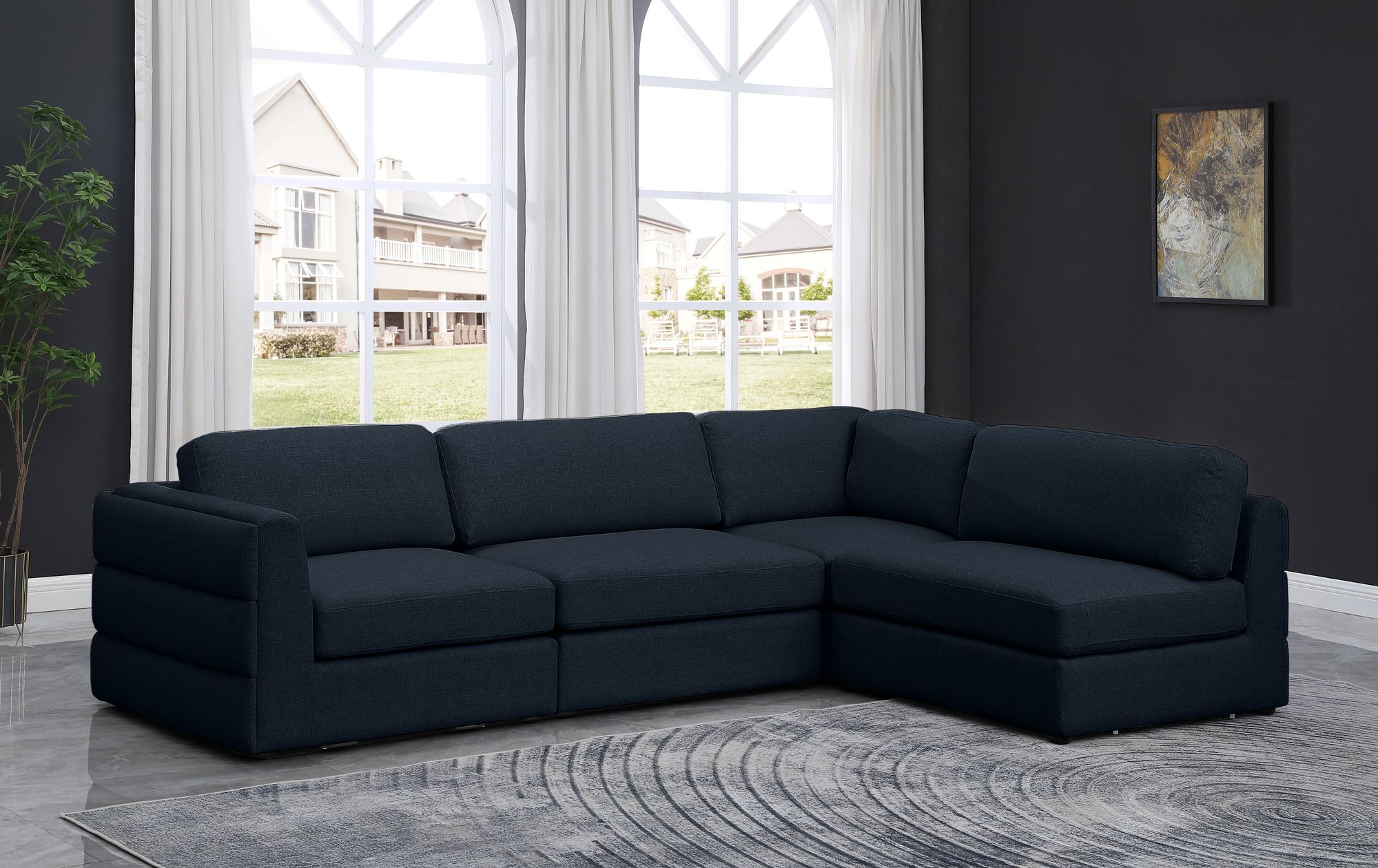 Beckham 114" Linen Modular 4-Piece Corner Sectional