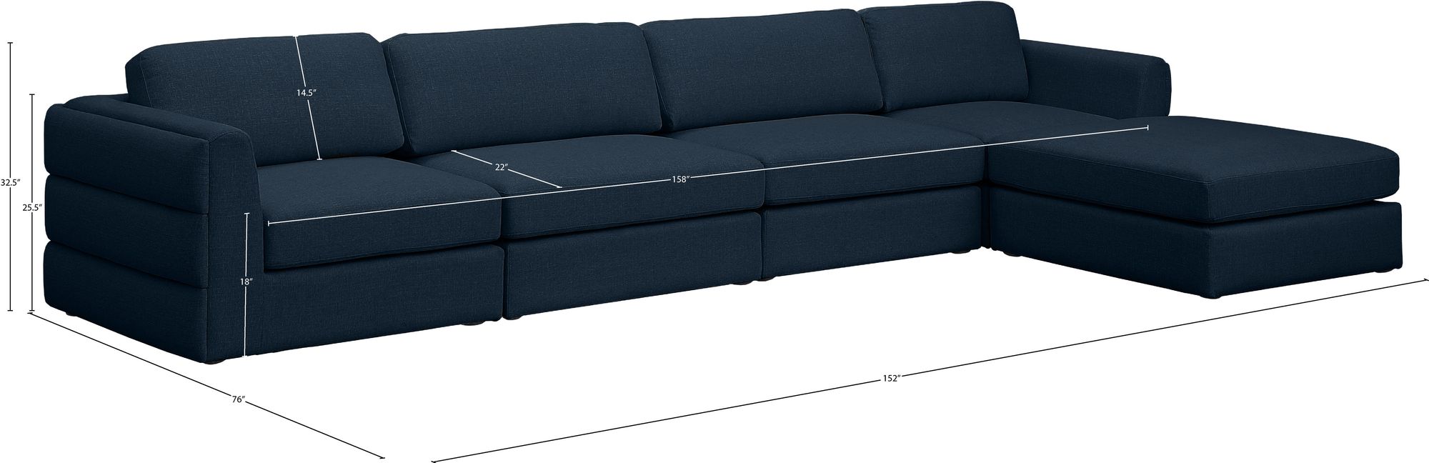 Beckham 152" 5-Piece Linen Modular Sectional