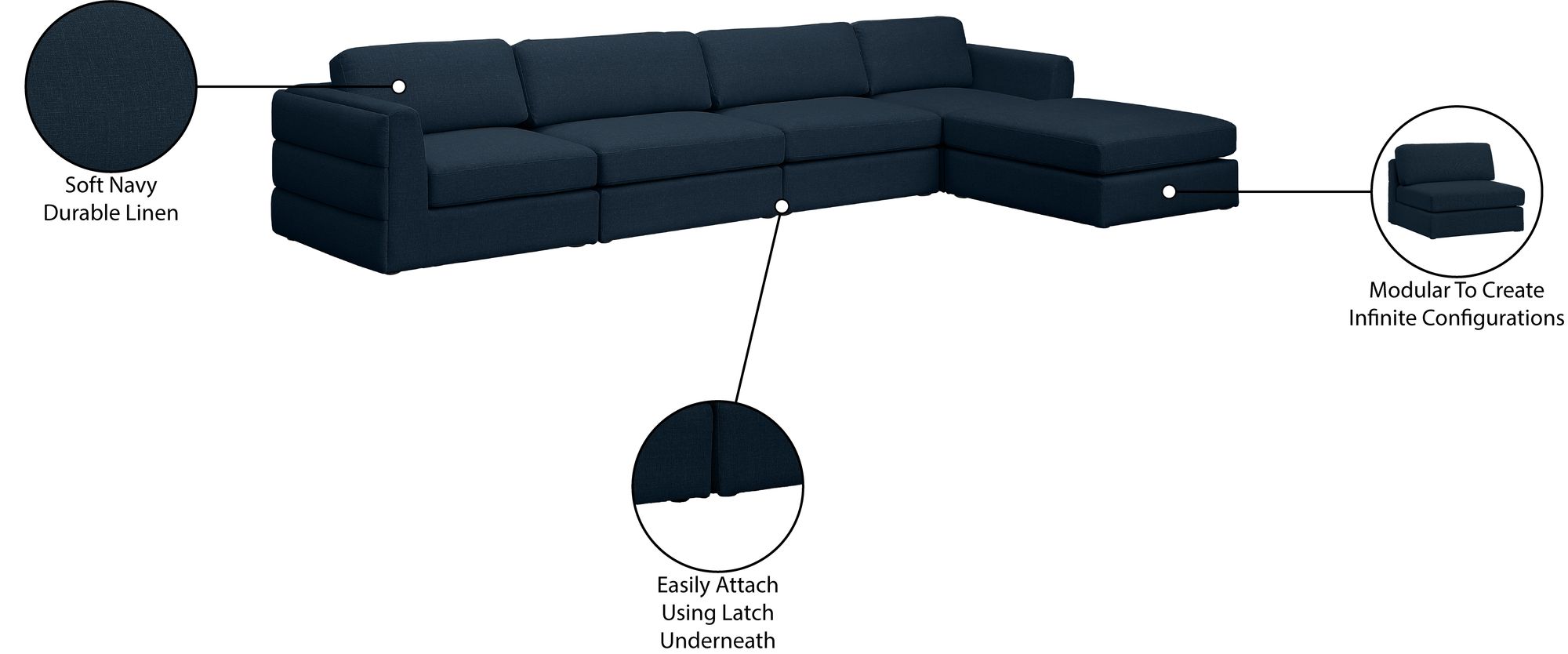 Beckham 152" 5-Piece Linen Modular Sectional